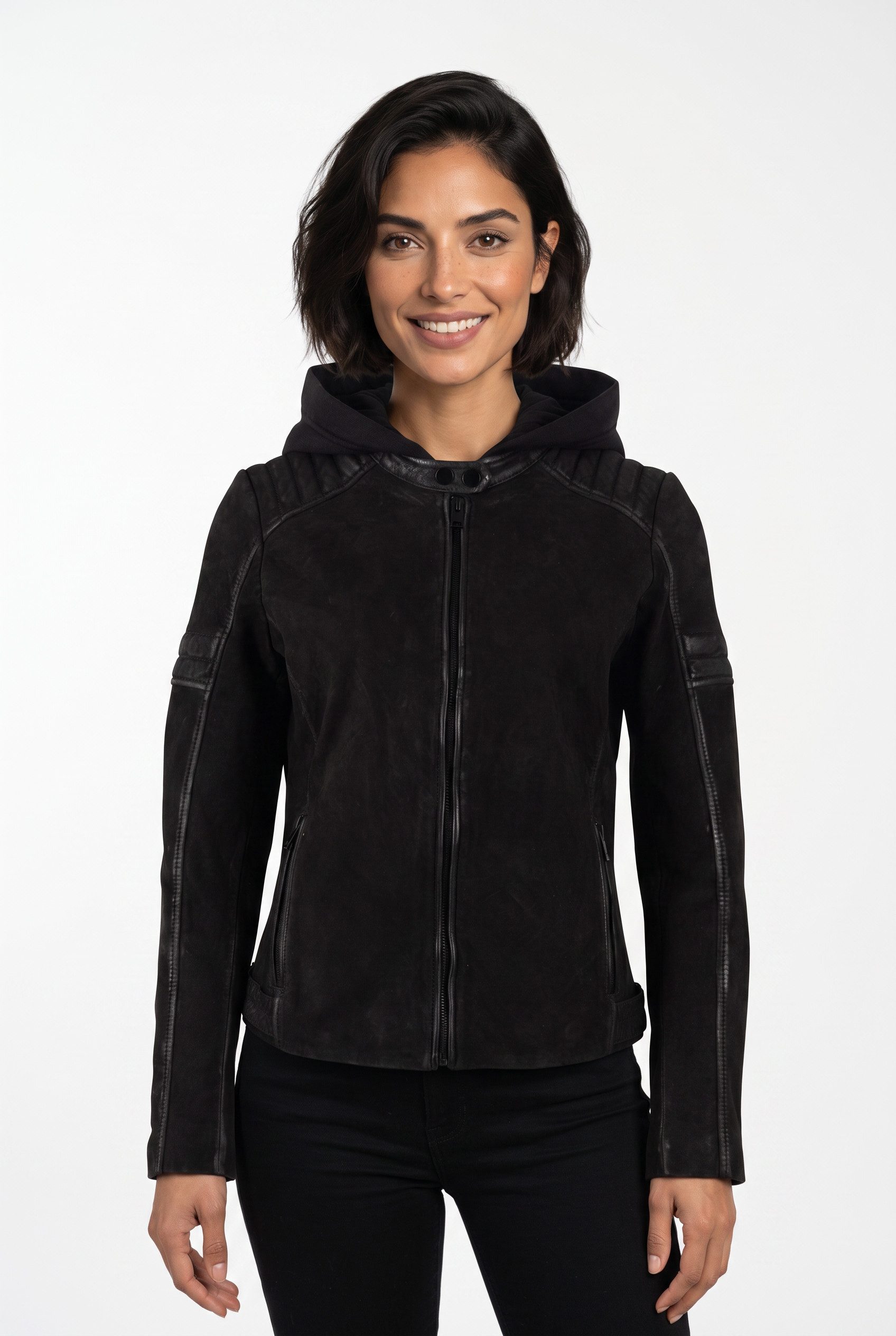Mauritius Lederjacke MWShary SF mit abnehmbarer Kapuze, Slim Fit