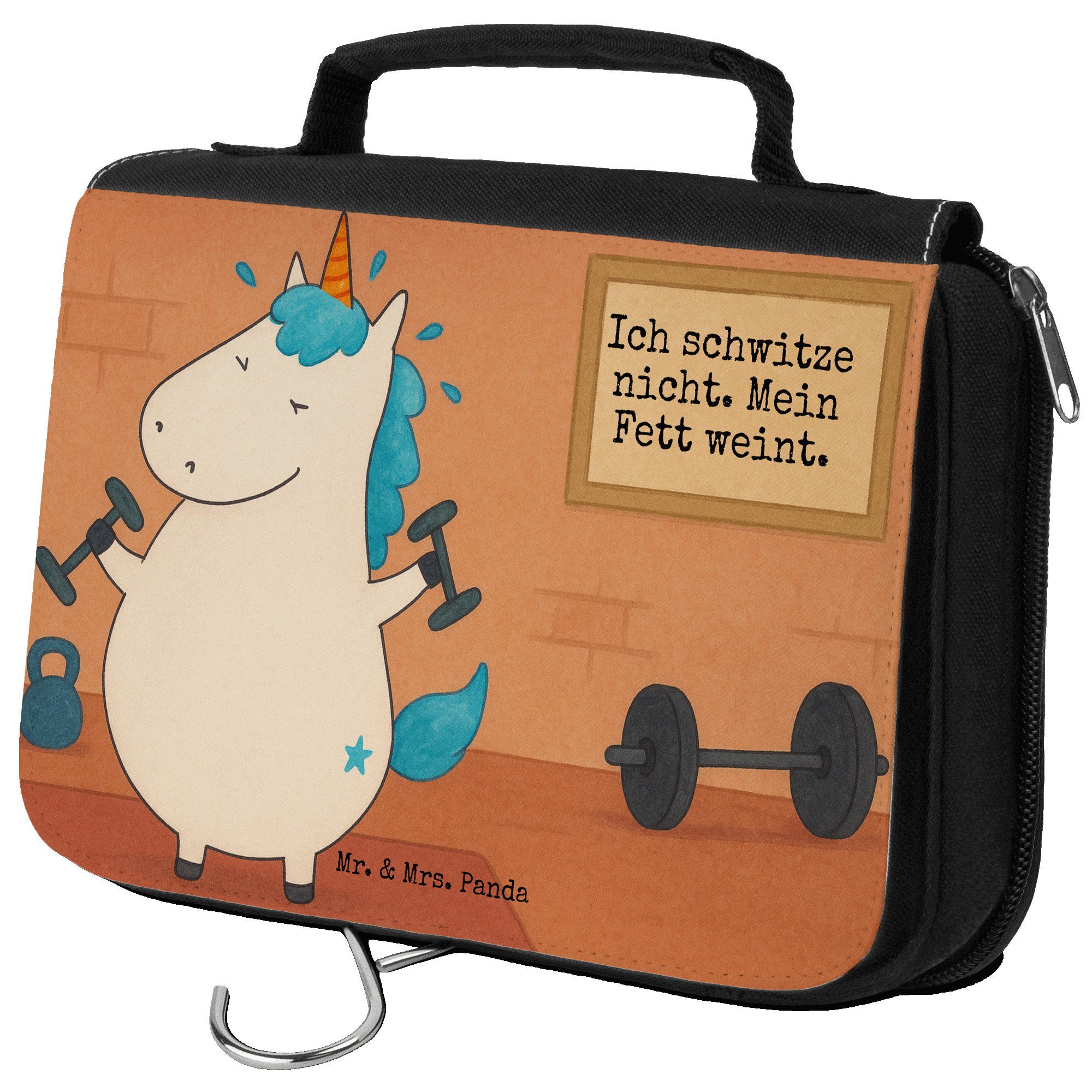 Kulturbeutel Einhorn Fitness Design, Make-Up Tasche, Weiß, Kulturbeutel, Unicorn
