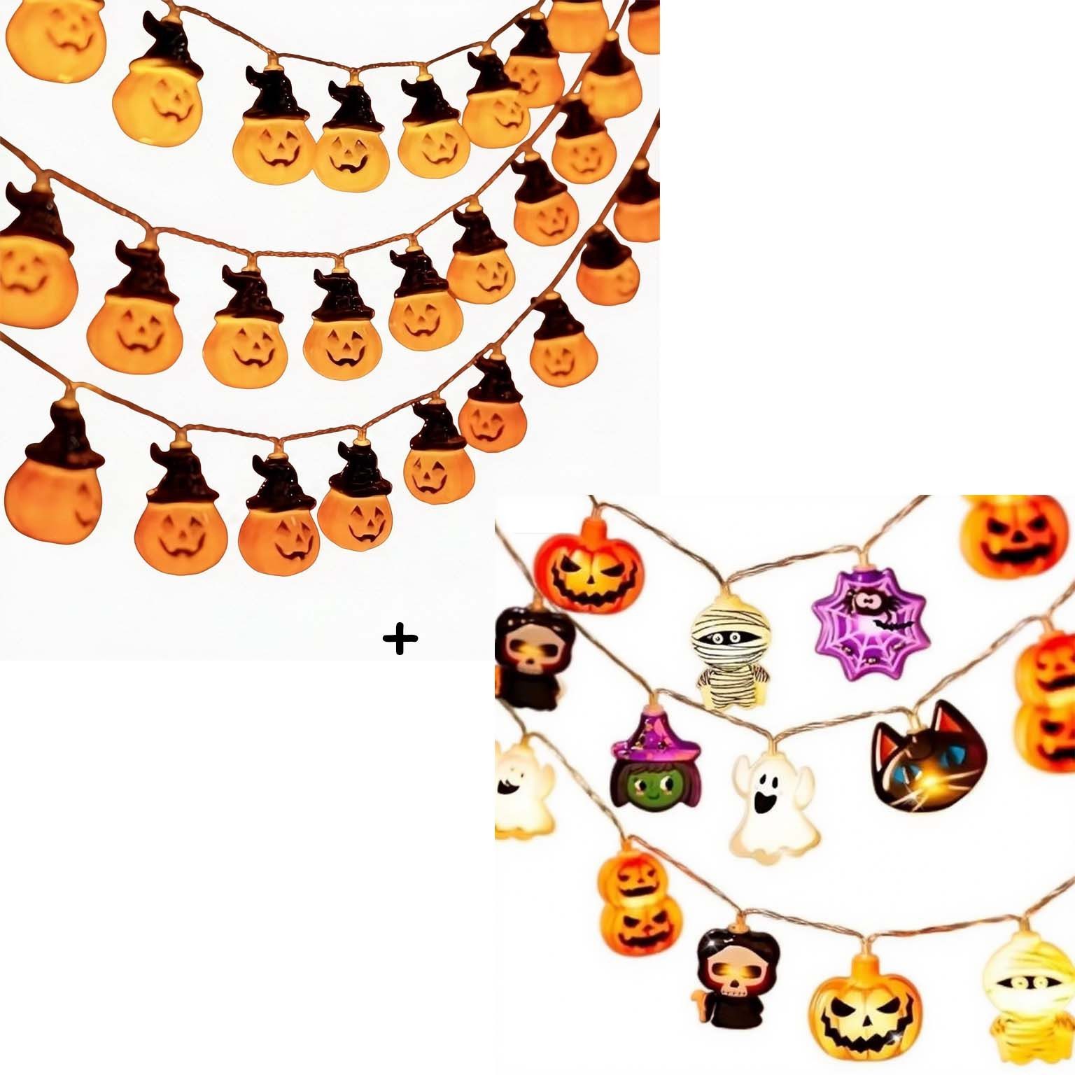 Bomiclss LED-Lichterkette 3M Halloween-LED-Lichterkette mit Kürbis-Laternen