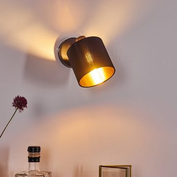 hofstein Wandleuchte »Costa« Wandlampe aus Metall/Stoff in Schwarz/Gold, ohne Leuchtmittel, 3000 Kelvin, 1xE14, verstellbarer Wandspot mit Stoff-Schirm im Retro/Vintage-Desgin