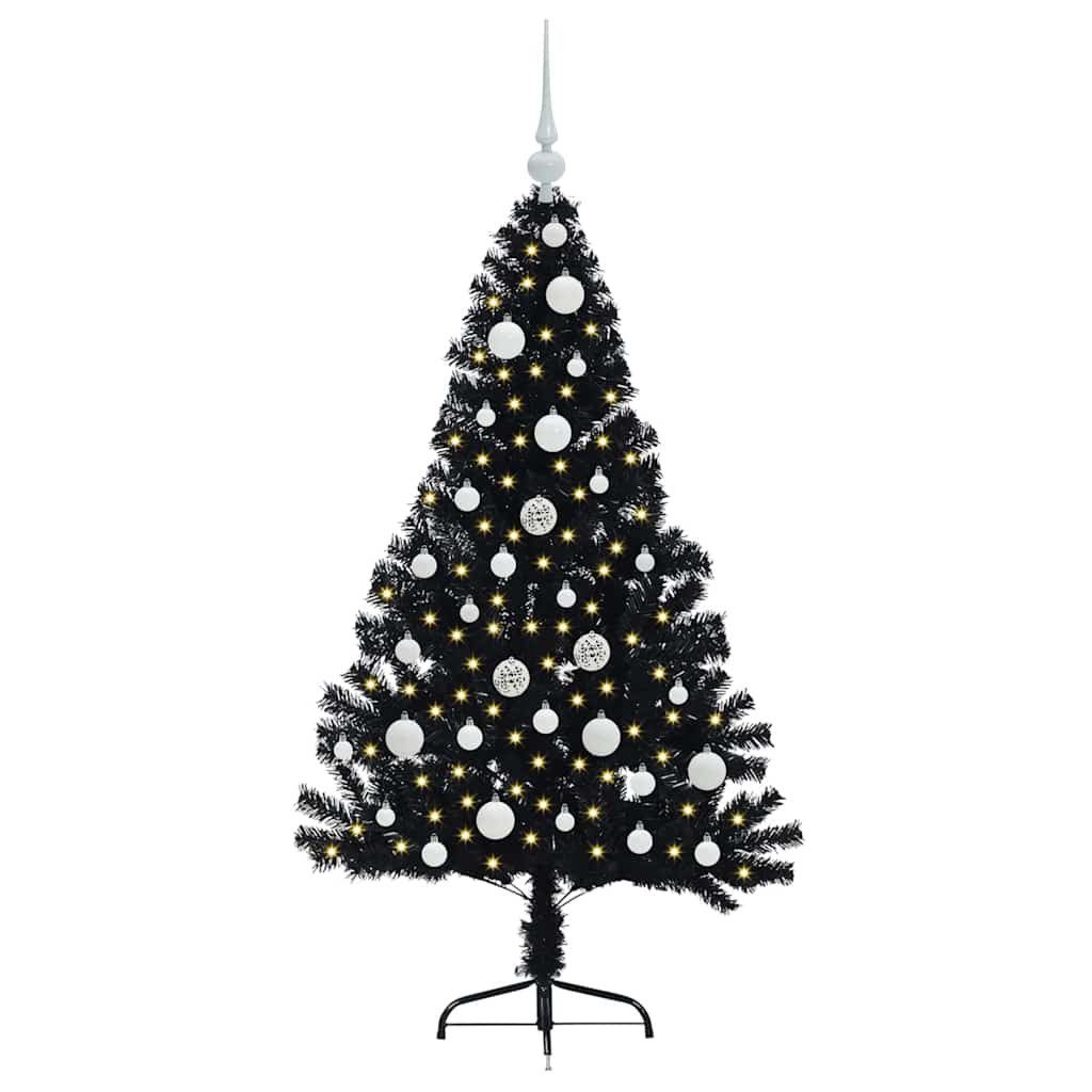 vidaXL Künstlicher Weihnachtsbaum Künstlicher vorbeleuchteter Weihnachtsbaum Schwarz 120 cm PVC