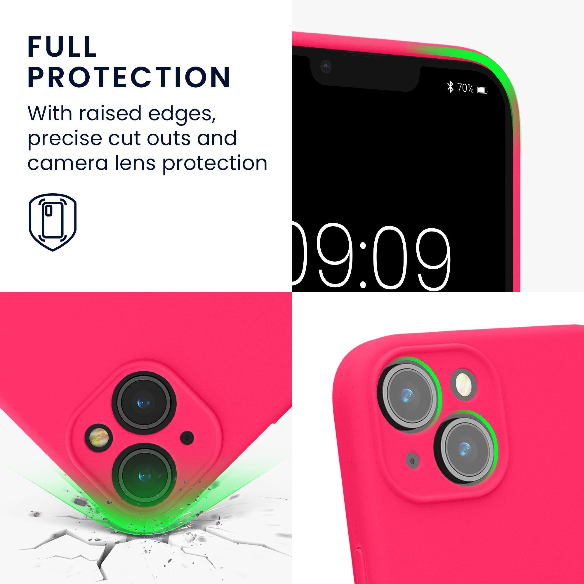 kwmobile Smartphone-Hülle Handyhülle für Apple iPhone 14 Hülle, Hülle Silikon gummiert - Handyhülle - Handy Case in Neon Pink