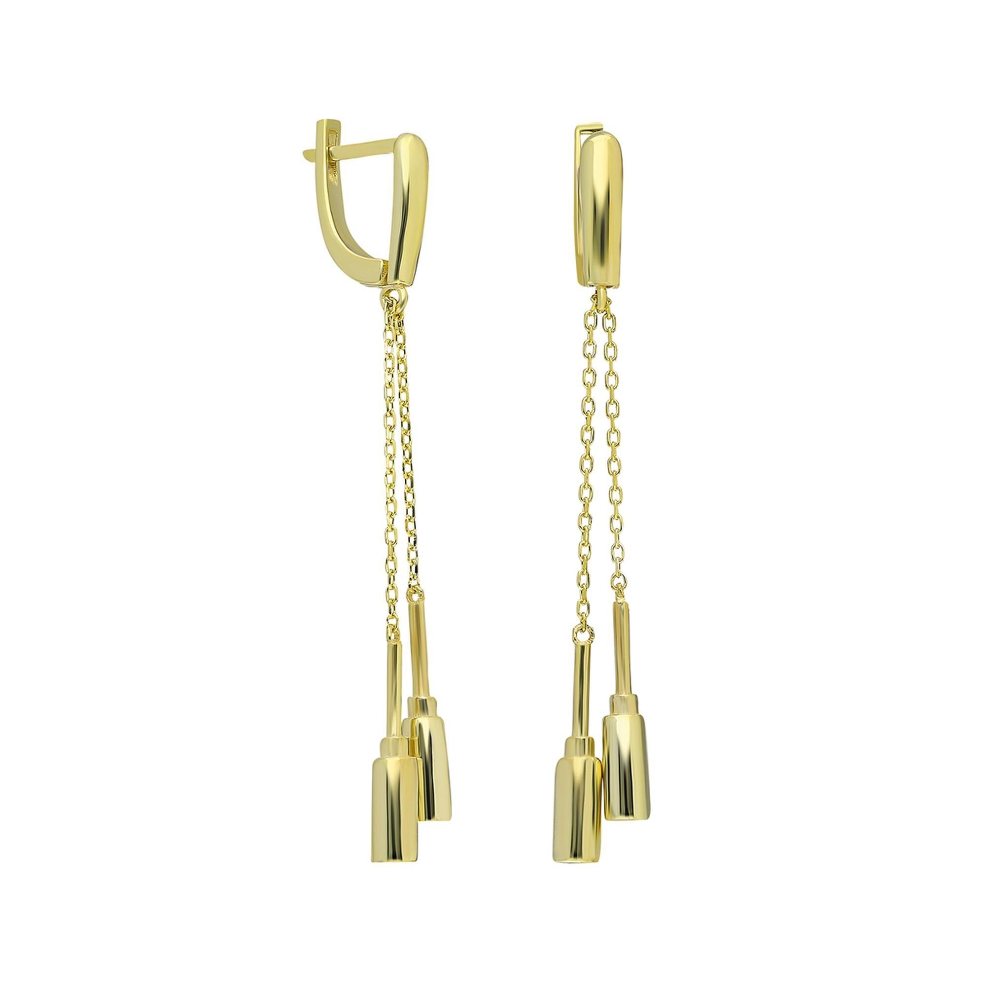 4,5cm 925/- Sterling Zirkonia vergoldet Paar Ohrhänger Silber Glänzend dKeniz