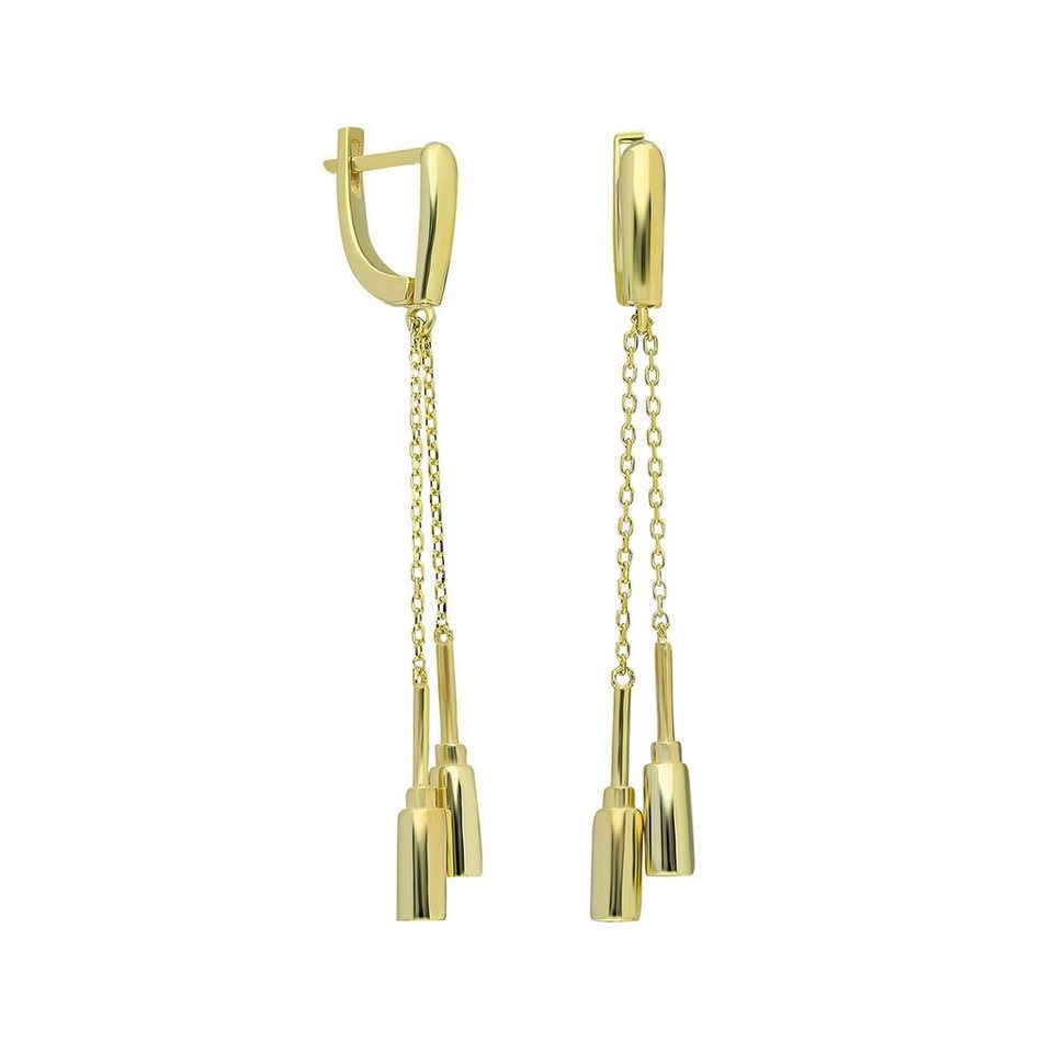 925/- Zirkonia Paar Silber Ohrhänger 4,5cm dKeniz vergoldet Sterling Glänzend