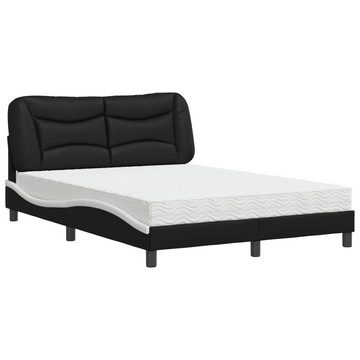 vidaXL Bett Bett mit Matratze Schwarz und Weiß 140x200 cm Kunstleder