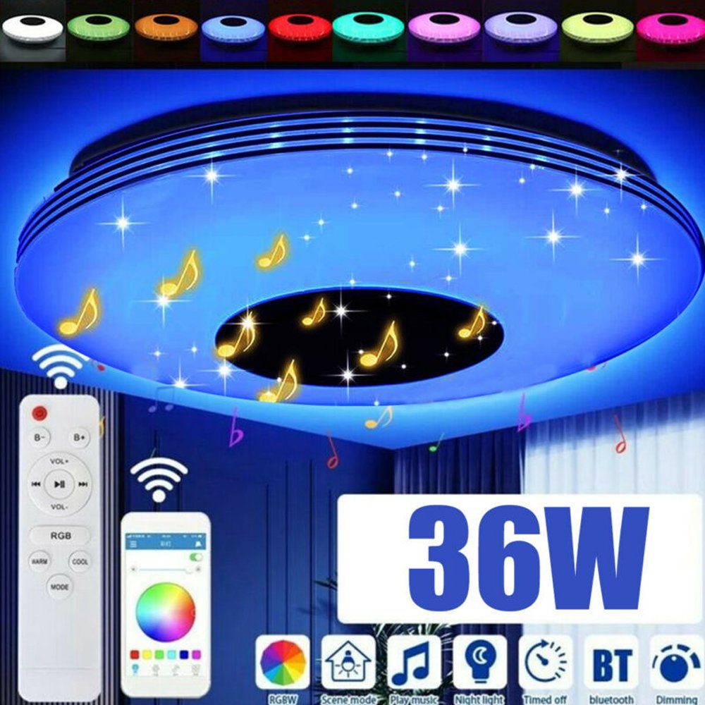 36W LED Deckenleuchte Farbwechsel Flur Deckenlampe Bluetooth Musik Rund Leuchte 