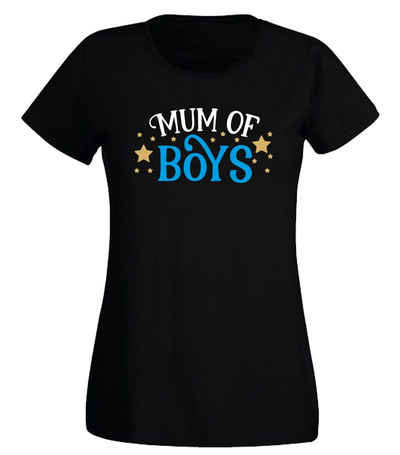 G-graphics T-Shirt Damen T-Shirt - Mum of Boys mit trendigem Frontprint, Slim-fit, Aufdruck auf der Vorderseite, Spruch/Sprüche/Print/Motiv, für jung & alt
