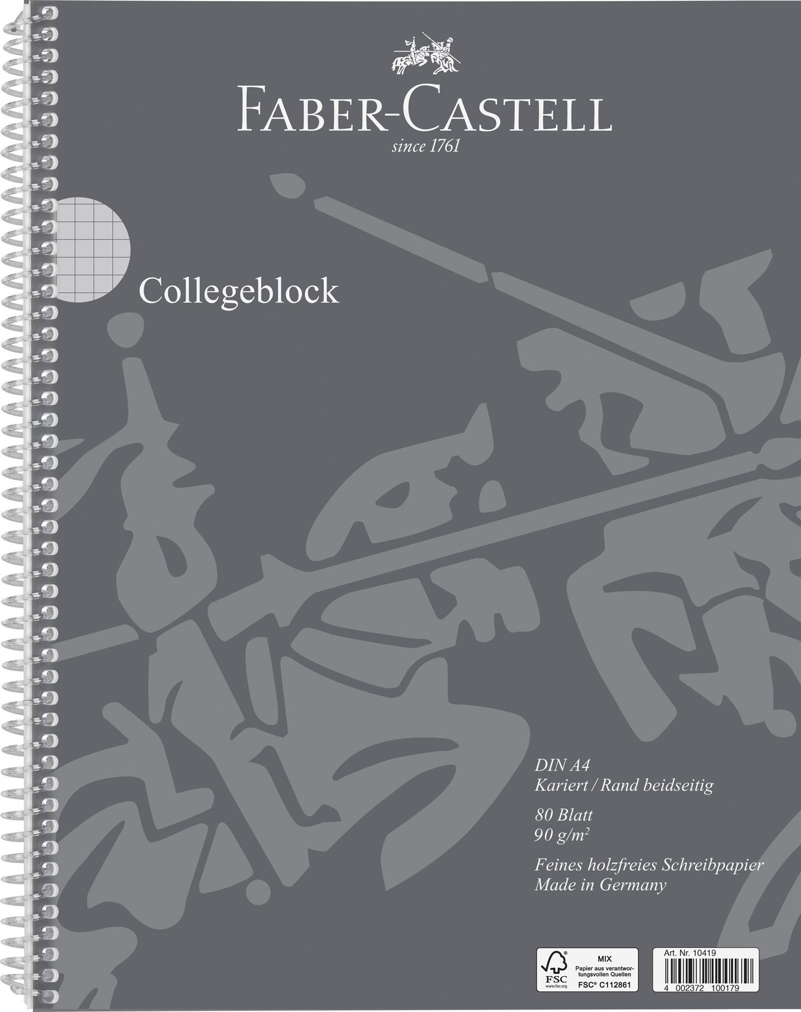 Faber-Castell Collegeblock Faber Castell Collegeblock A4 80 Blatt kariert 80g/m²