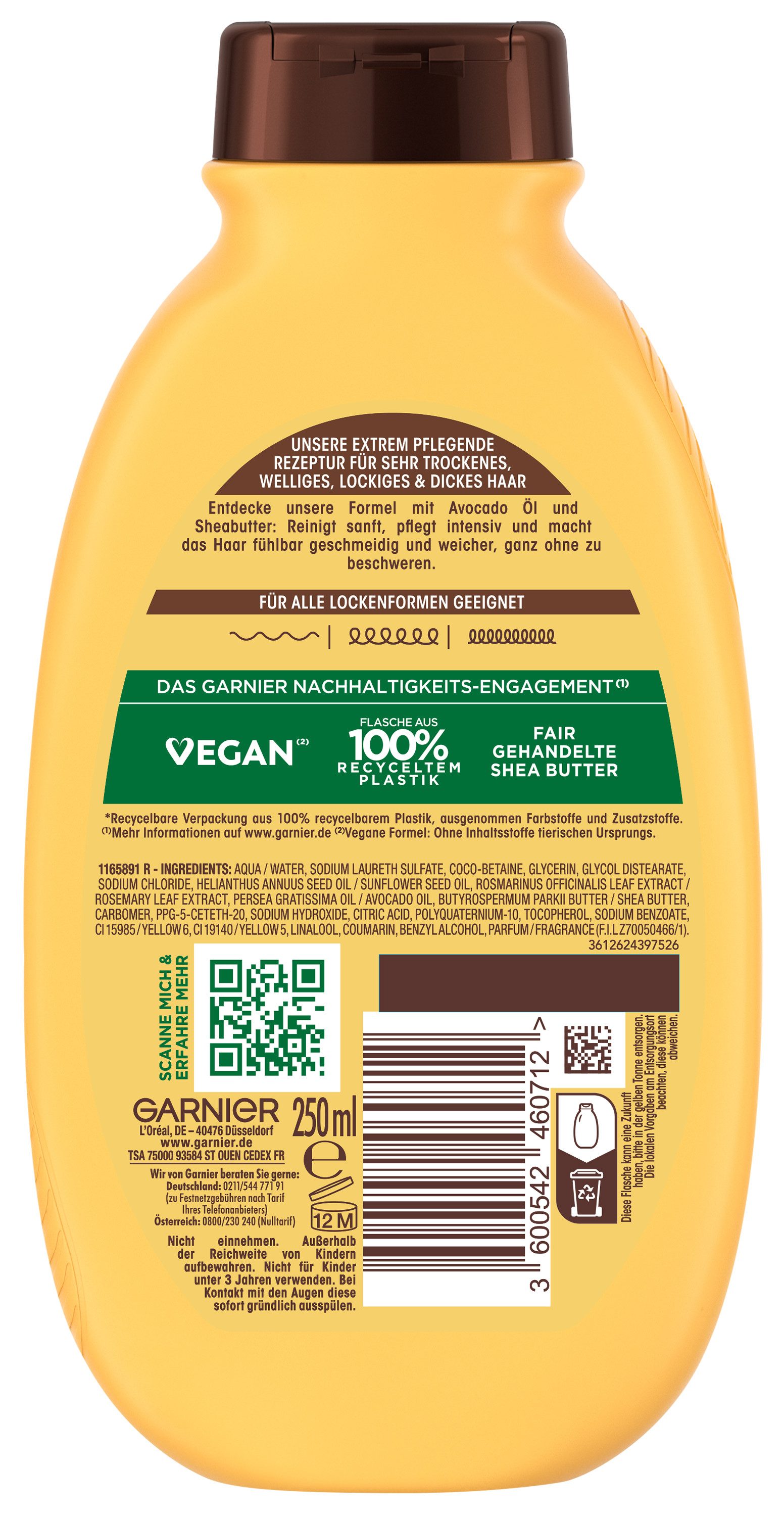 GARNIER Haarshampoo Garnier Wahre Schätze Intensiv Nährendes Shampoo Avocado-Öl, Packung, 6-tlg., für sehr trockenes, welliges, lockiges und dickes Haar, ohne Silikone