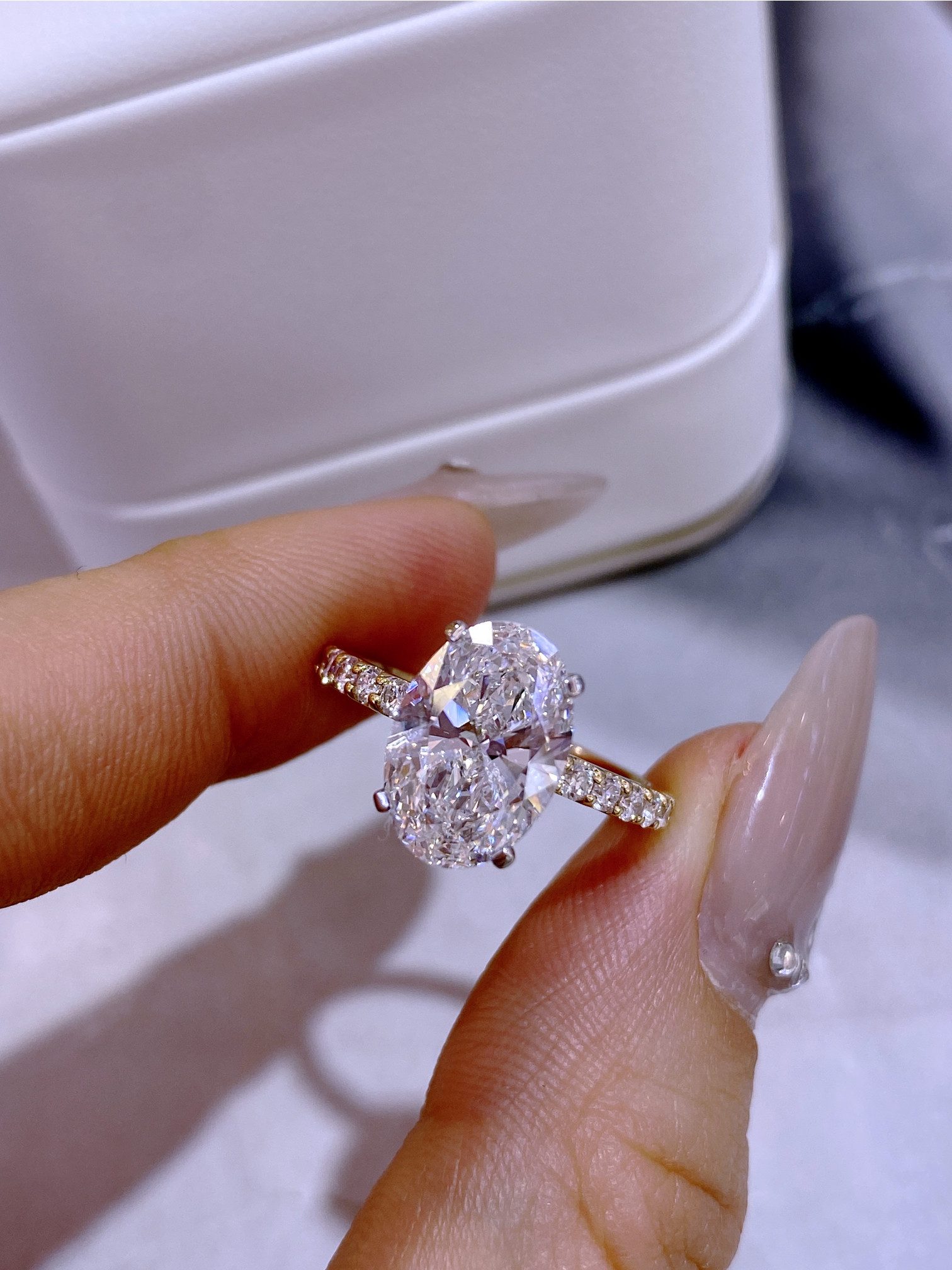 Meeye Diamantring gold ringe damen,verlobungsring paar,geburtstagsring,goldring damen, D,VS1,2ex,Ovaler Diamantschliff,Diamantring,ring mit gravur