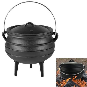 Feel2Home Feuertopf Dutch Oven Kochkessel Potjie Outdoorküche Schmortopf versch. Größen, Gusseisen, Gleichmässige Hitzeverteilung