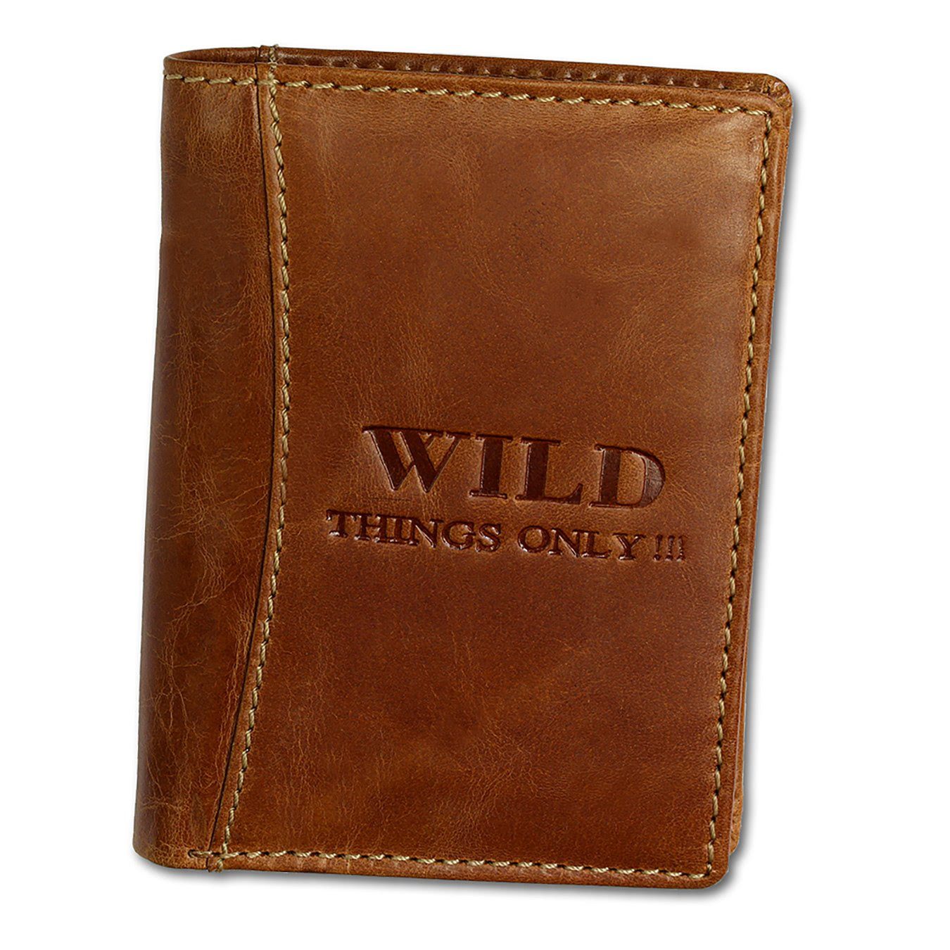Wild Things Only !!! Geldbörse Wild Things Only Unisex Brieftasche (Portemonnaie, Portemonnaie), Herren, Damen Portemonnaie Echtleder Größe ca. 9,5cm, braun