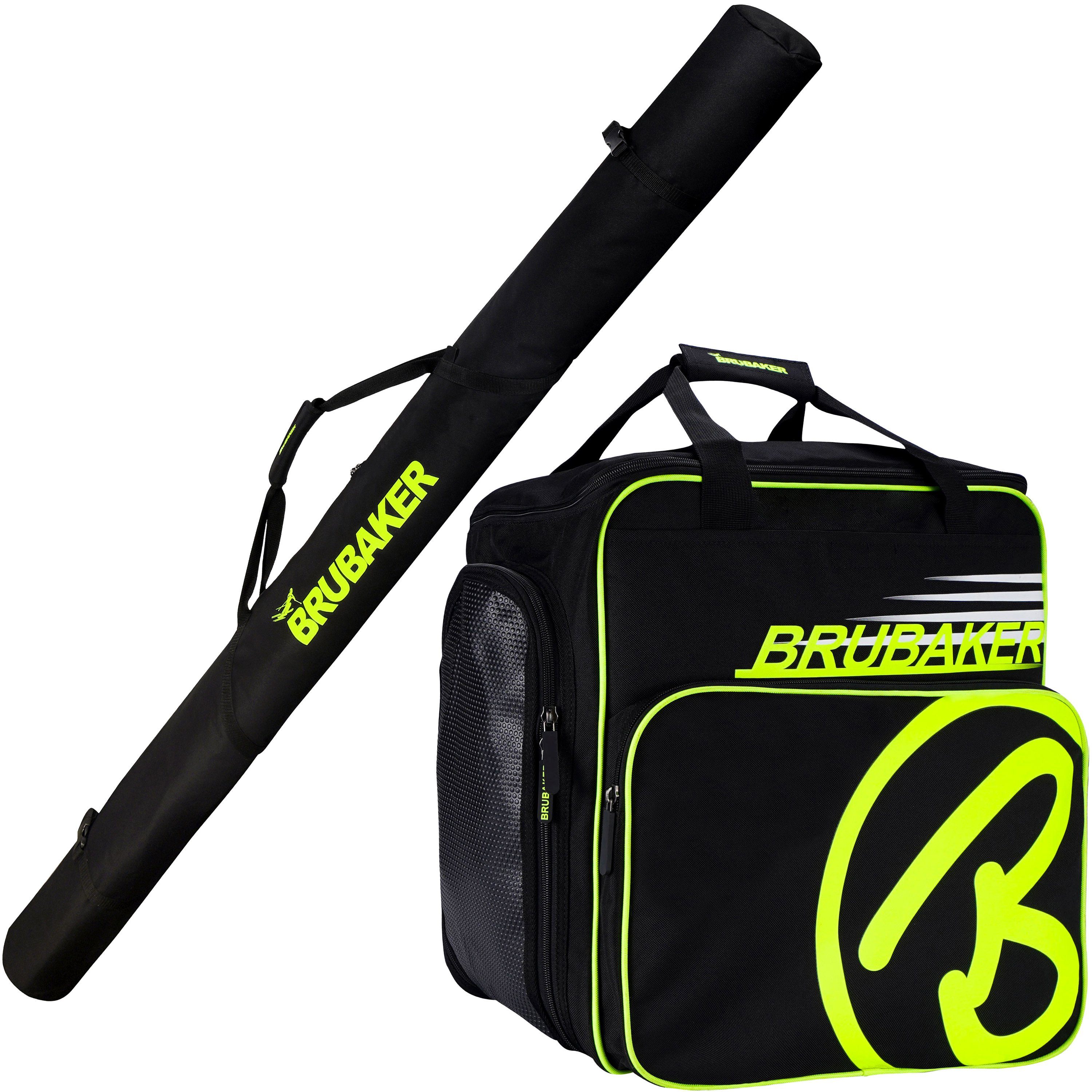 BRUBAKER Sporttasche Carver Pro Skitasche Kombi Set (2-tlg., reißfest und nässeabweisend), Skisack und Skischuhtasche für 1 Paar Ski