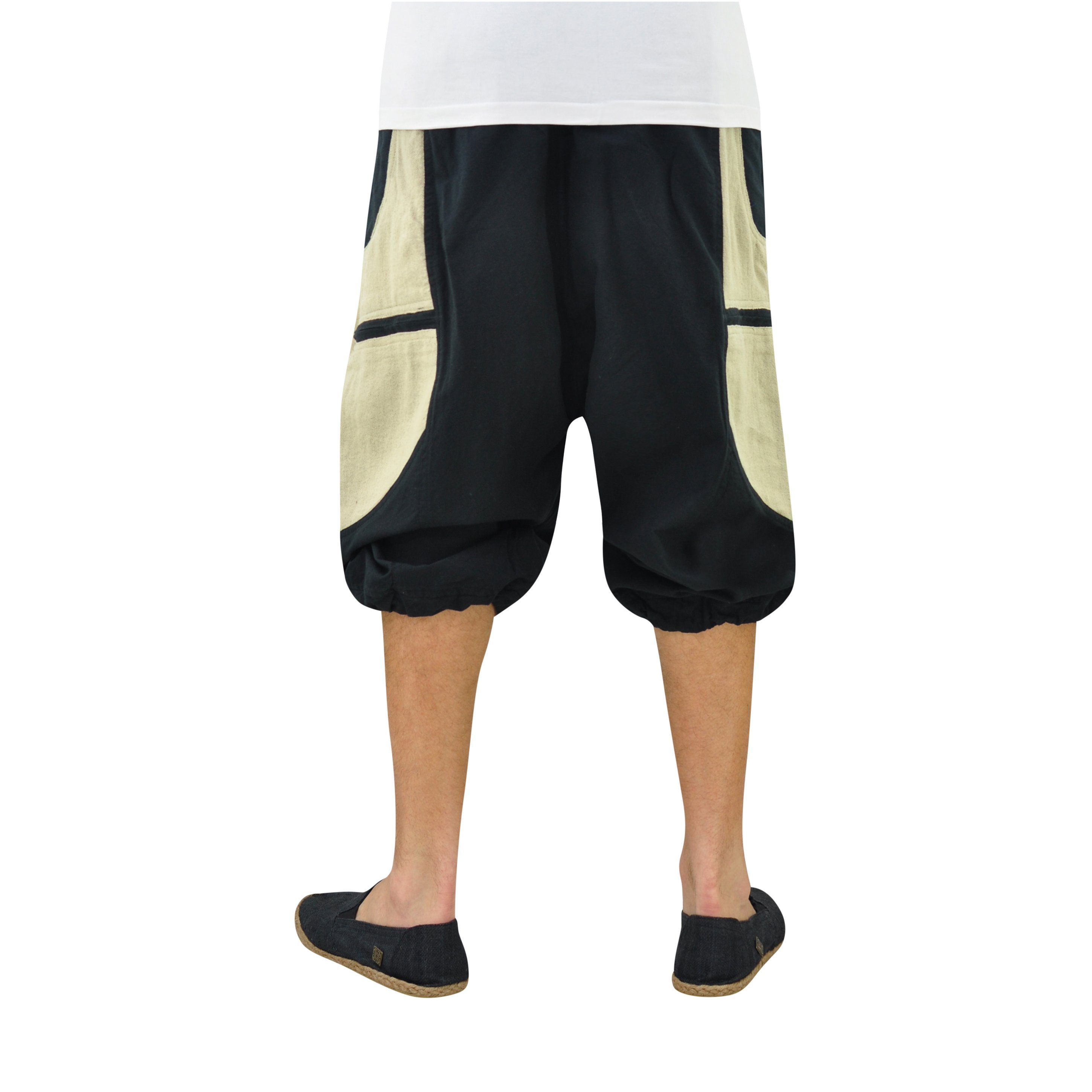 virblatt Shorts Haremshose Herren kurz & kurze Haremshose Damen, Unisex, Goa Hose 2 Reißverschlusstaschen