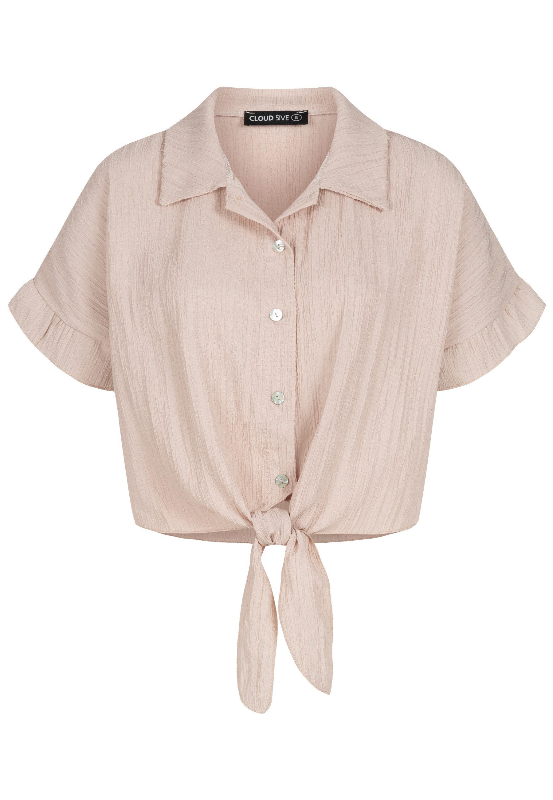 CLOUD 5IVE Klassische Bluse CLOUD 5IVE Crop Bluse mit Knopfleiste und Knoten