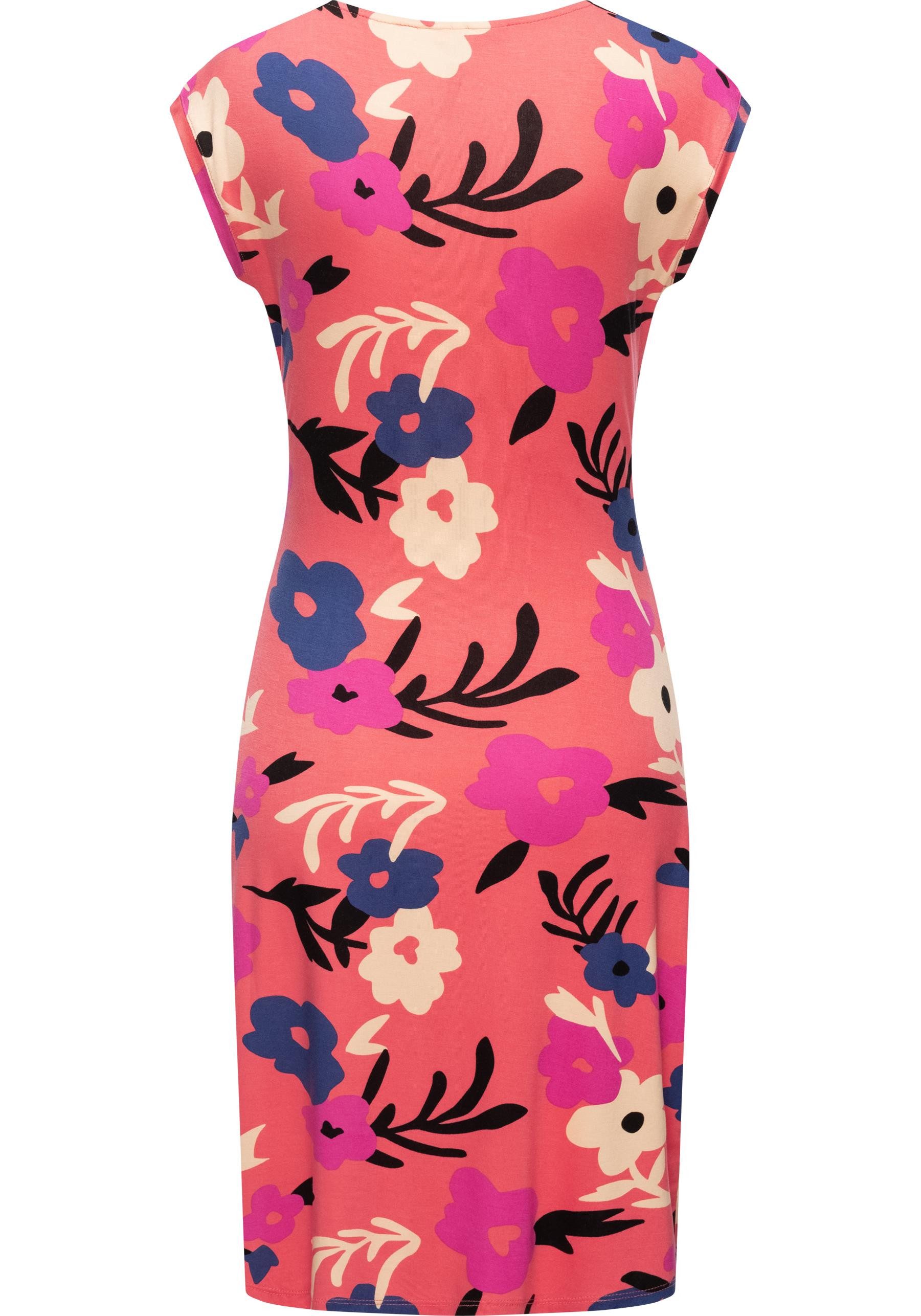 Ragwear Etuikleid Crupi Print figurbetontes Sommerkleid mit Raffung an der Taille
