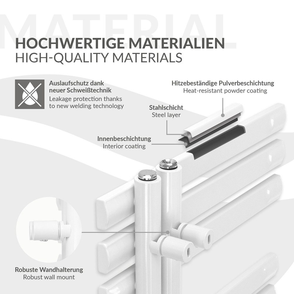 LuxeBath Badheizkörper Iron EM Heizkörper Handtuchtrockner Badezimmer Heizung für Handtücher, Design Handtuchheizkörper Handtuchwärmer Mittelanschluss Radiator