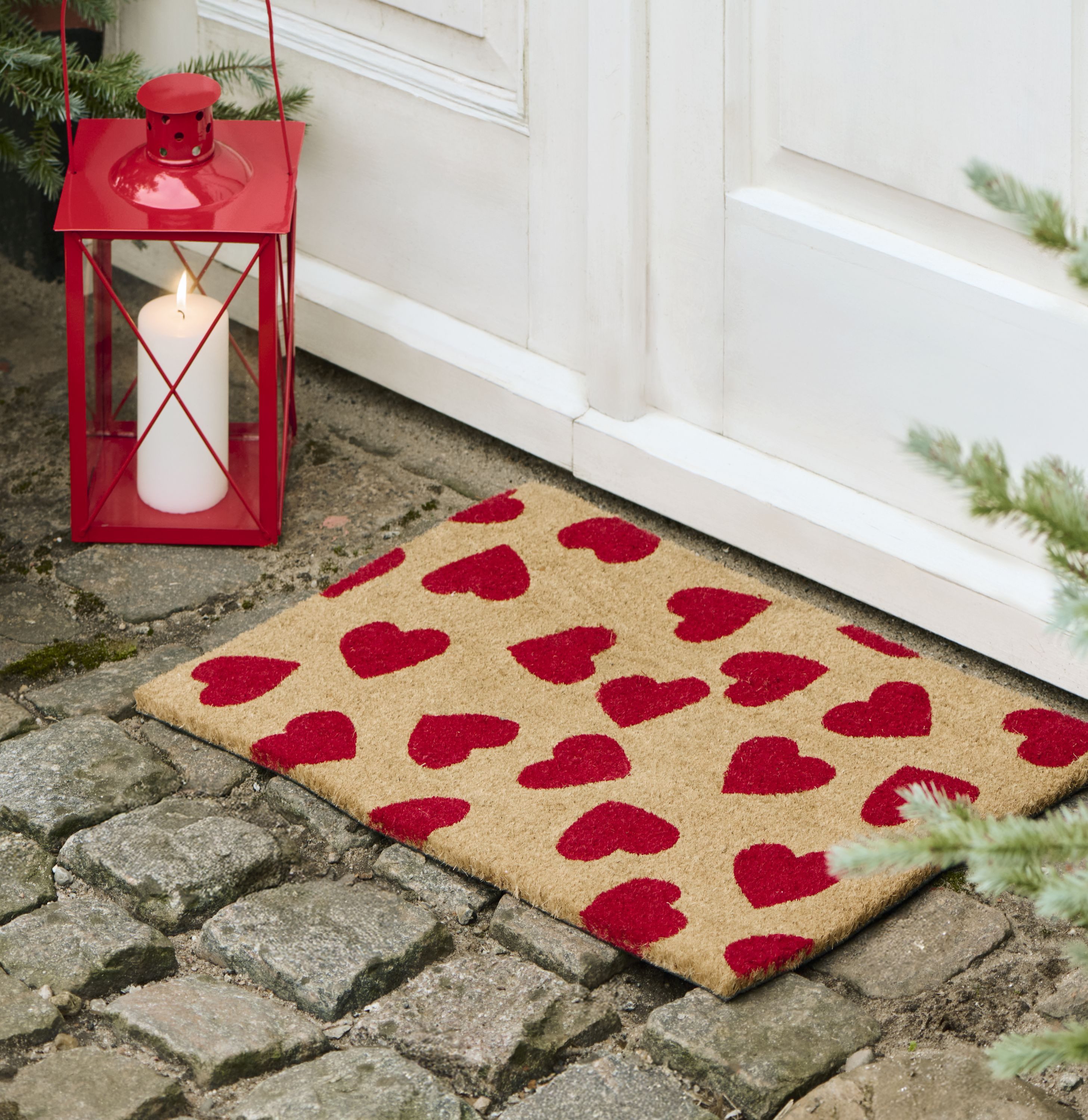 Ib Laursen Fußmatte Ib Laursen - Fußmatte Türmatte Fußabtreter Rote Herzen Kokos PVC