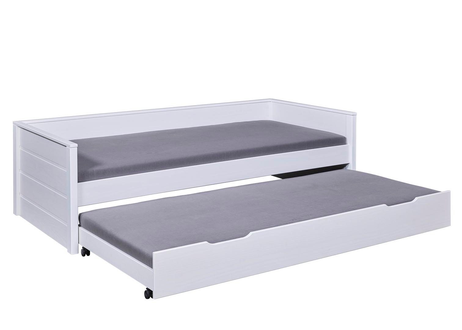 Inter Link Bett Dream Bett 90x200cm mit 1 ausziehbares Bett weiß.