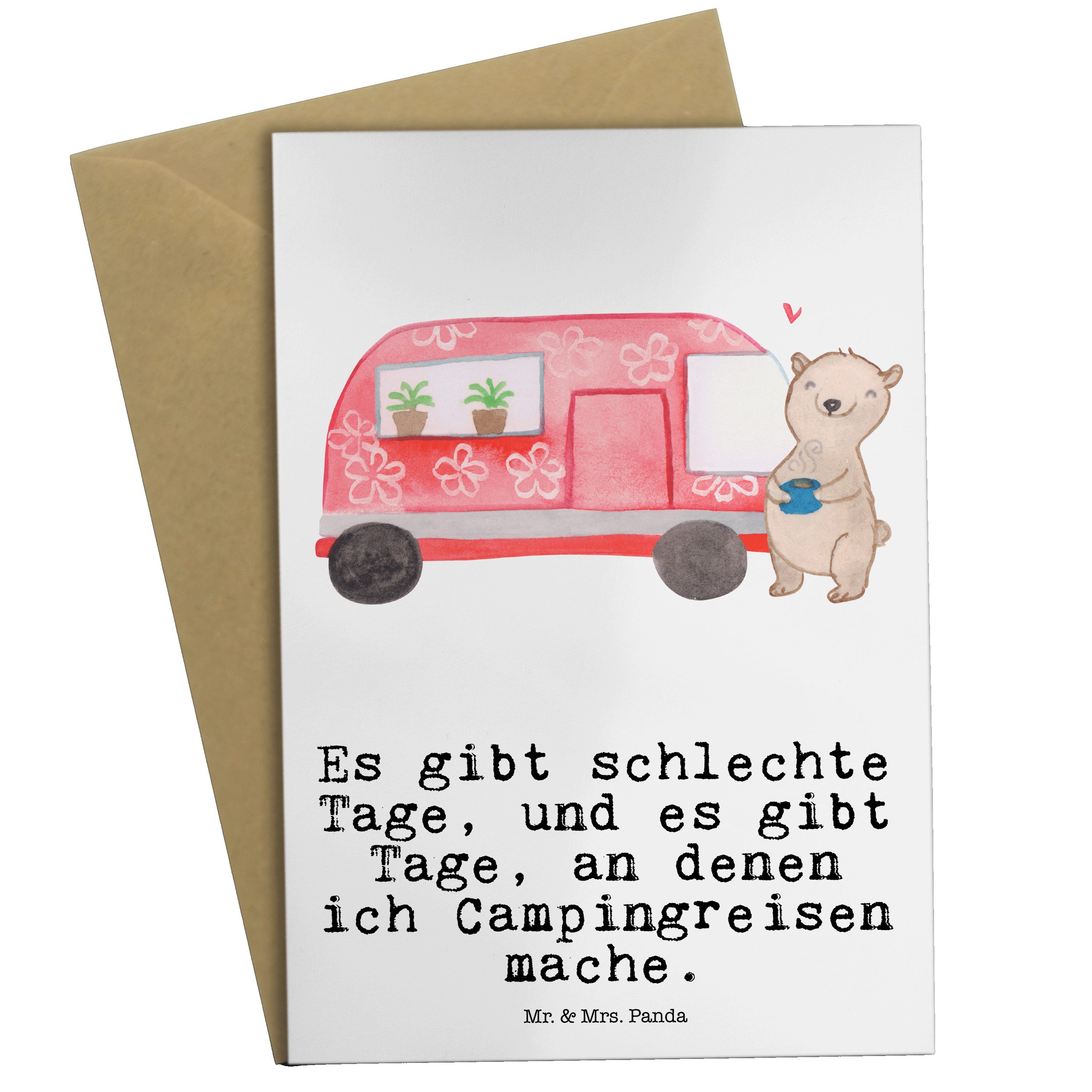 Bär Geschenk, Mrs. - Schenken, Camper - Dankeschön Weiß Grußkarte Mr. Campingplatz, Panda Tage &