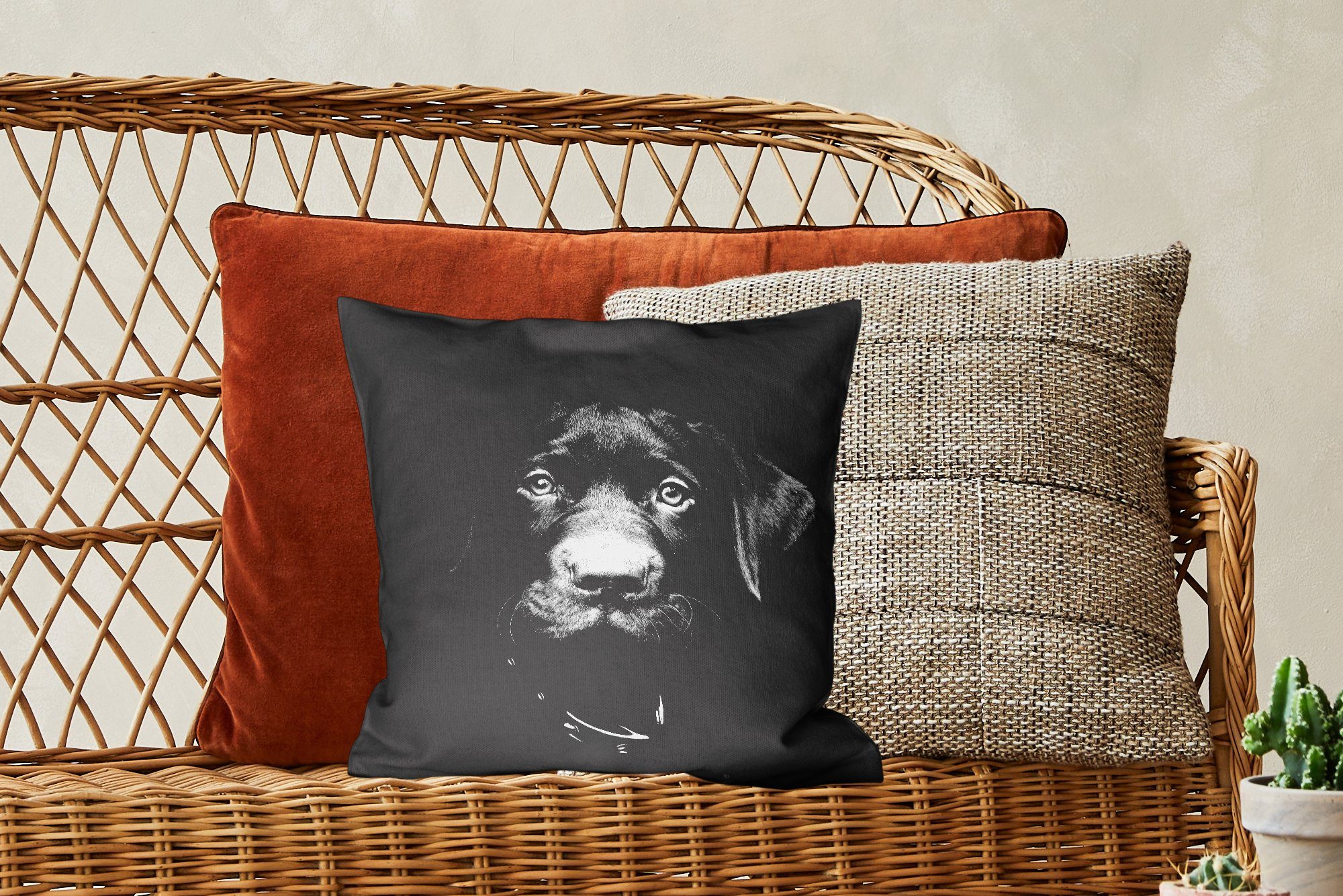 Hund Deko, Sofakissen Schwarz, Wohzimmer, Füllung Dekokissen - MuchoWow Leicht für Schlafzimmer, - Zierkissen mit