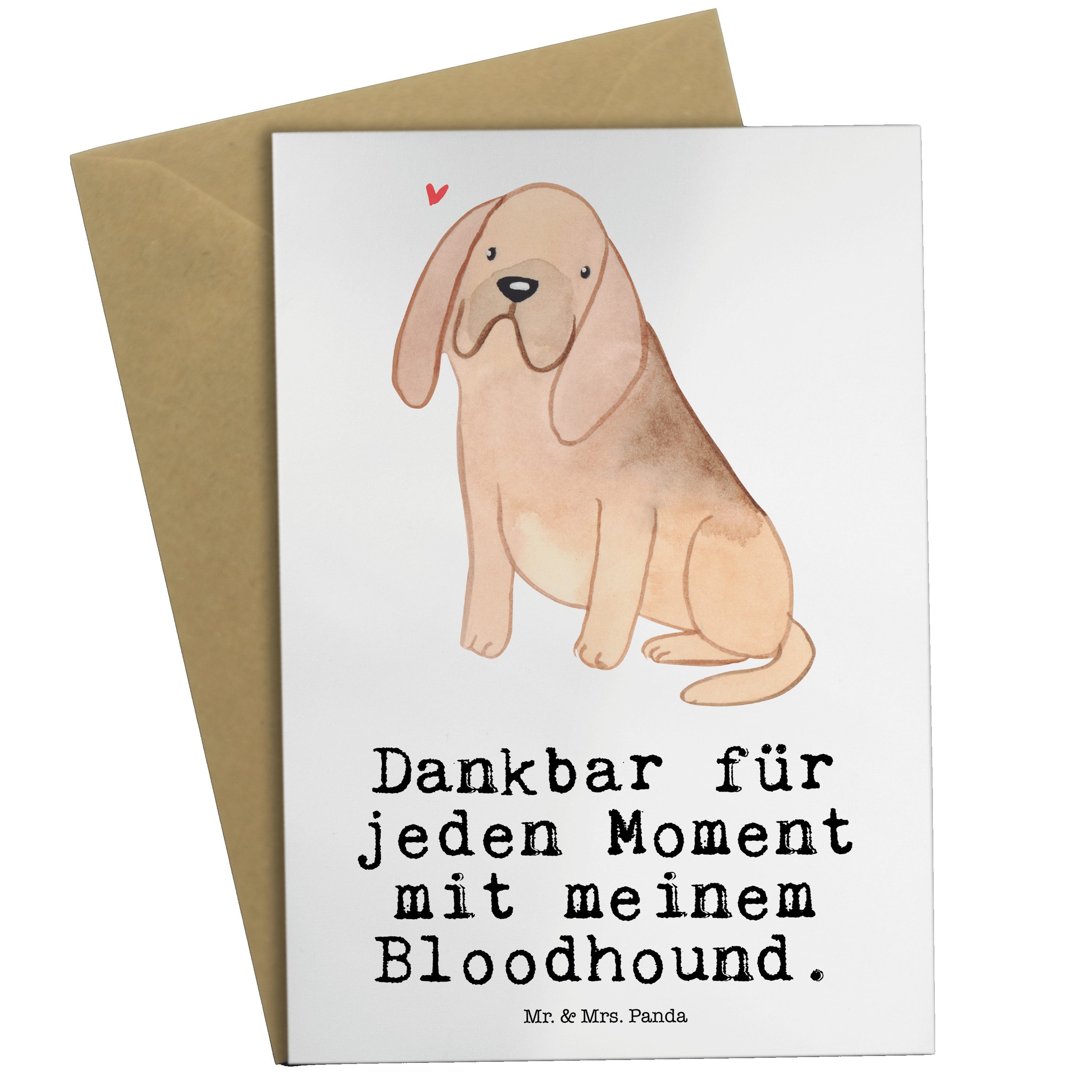 Mr. & Mrs. Panda Grußkarte Bloodhound Moment - Weiß - Geschenk, St. Hubertushund, Chien de Saint