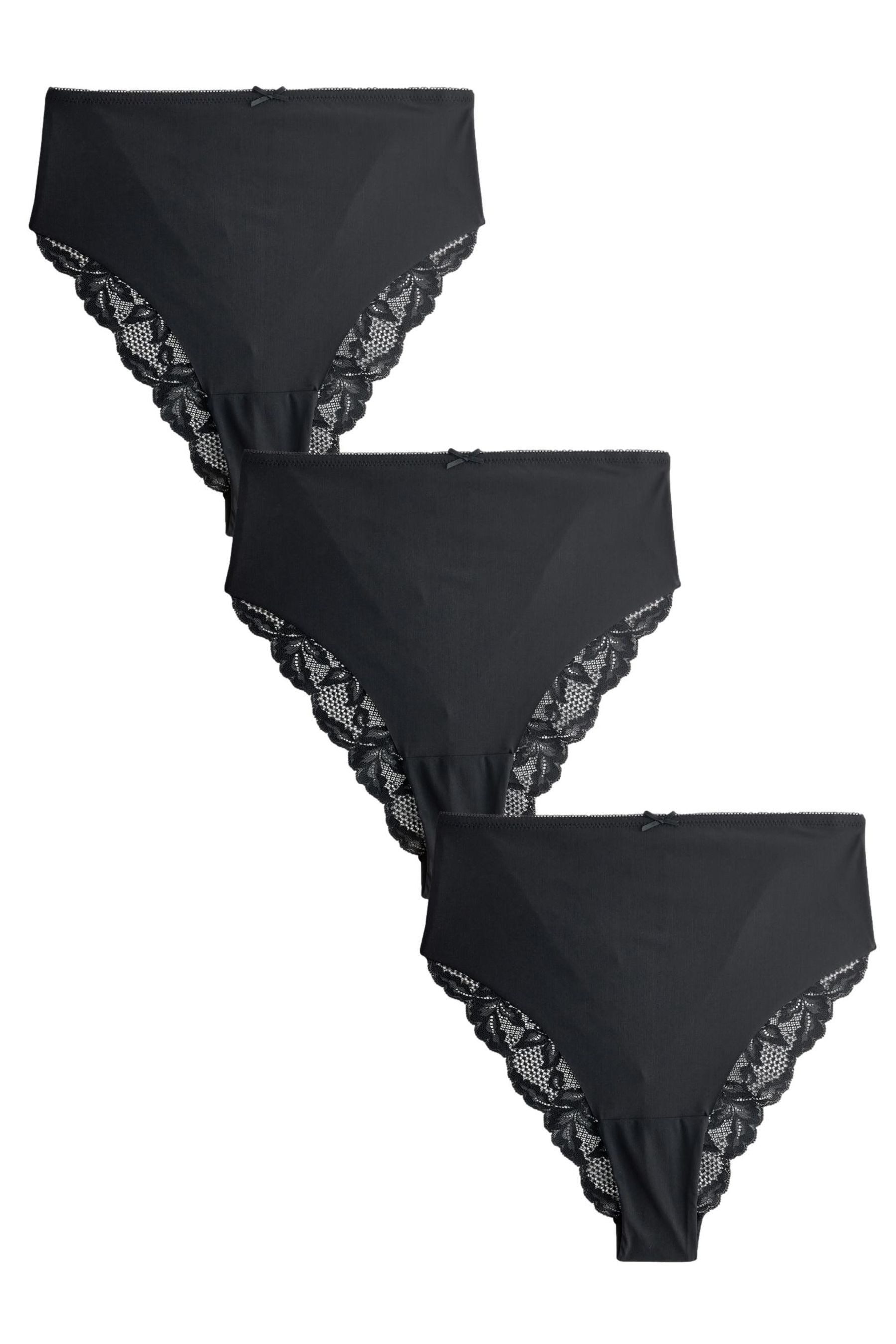 Next Taillenslip Nahtlose Slips mit Spitzem 3er-Pack, hohes Bein (3-St)