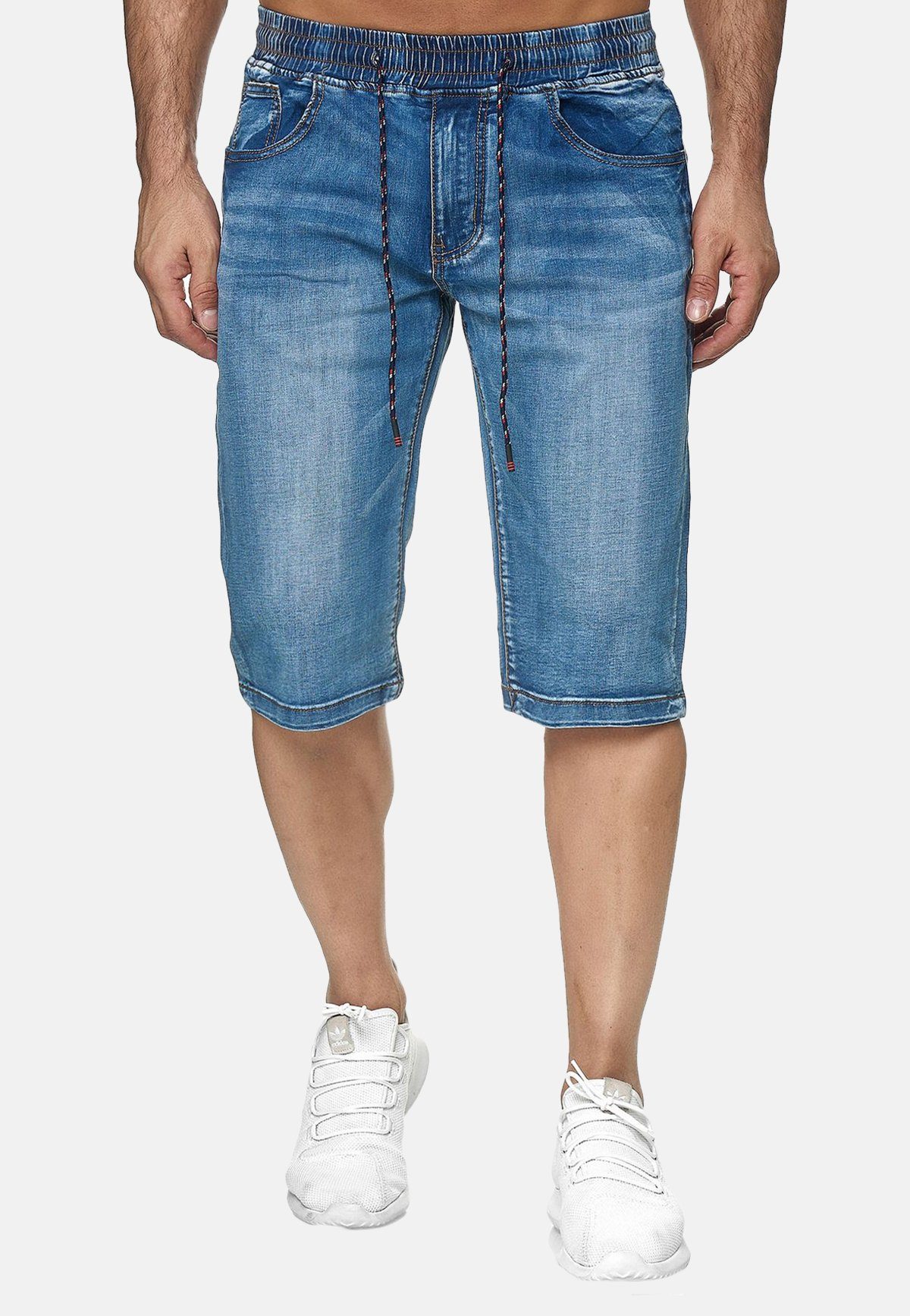 Blau 5-Pocket GUTTI Shorts Dehnbund 3152 Jeans in Kurze Sommer Hose (1-tlg) LEO Jeansshorts