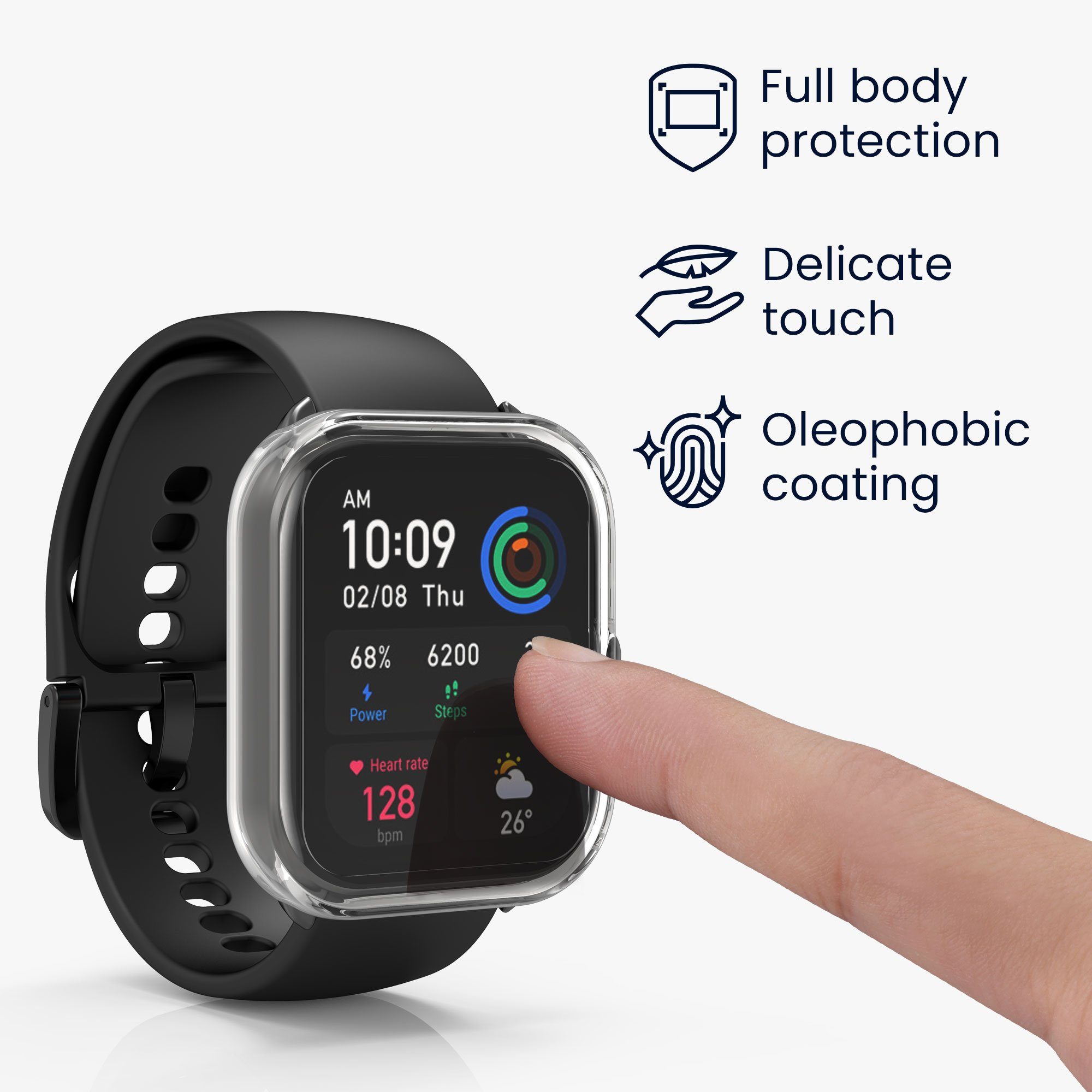 kwmobile Smartwatch-Hülle 2x Silikon Hülle für Huami Amazfit GTS 4 Mini, Schutzhülle Fullbody Display Cover Set aus Silikon