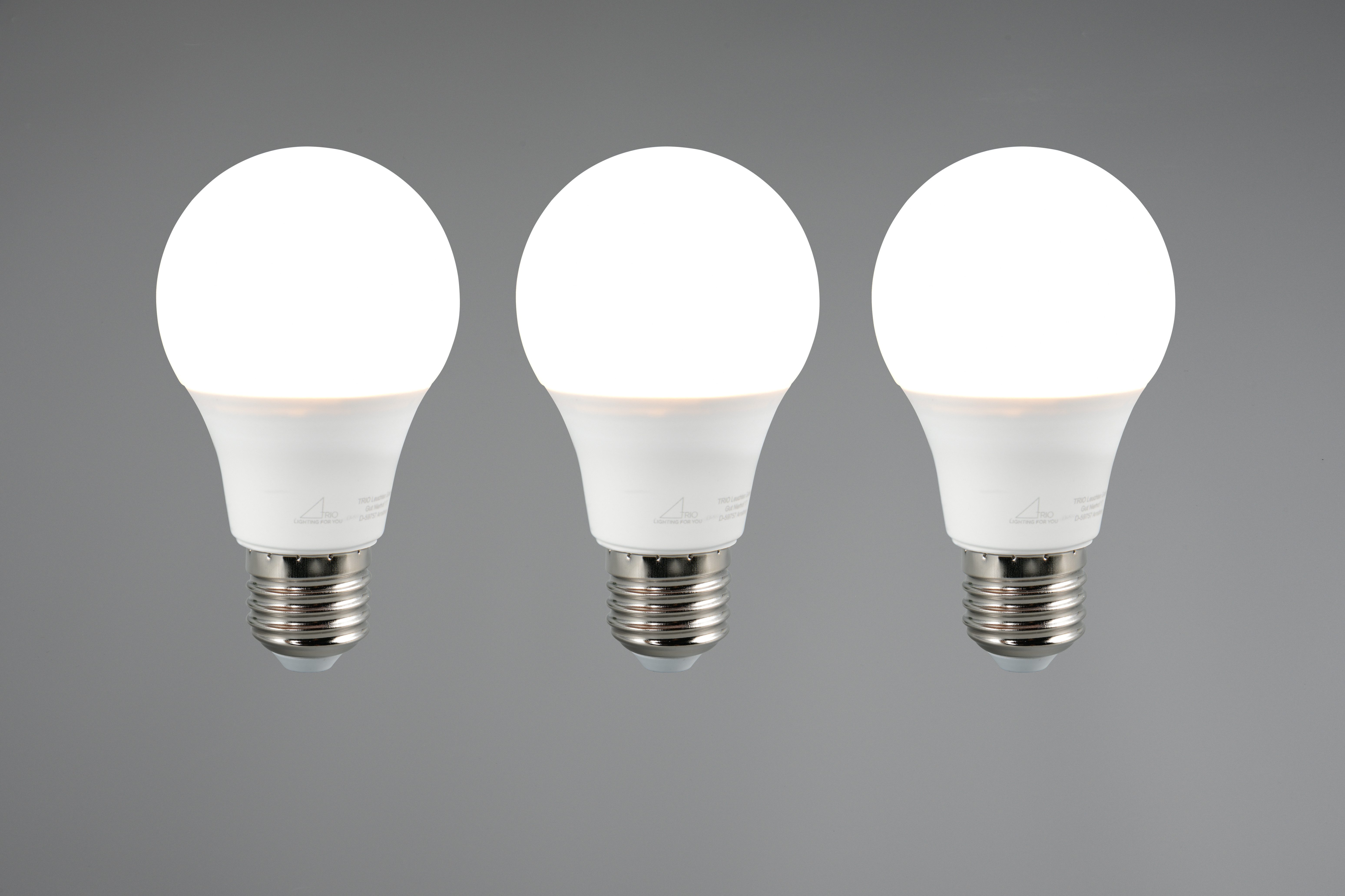 TRIO Leuchten LED-Leuchtmittel Leuchtmittel Set E27, E27, 3 St., Warmweiß, 3er Set Leuchtmittel E27 Fassung, Glühbirne E27 LED warmweiß