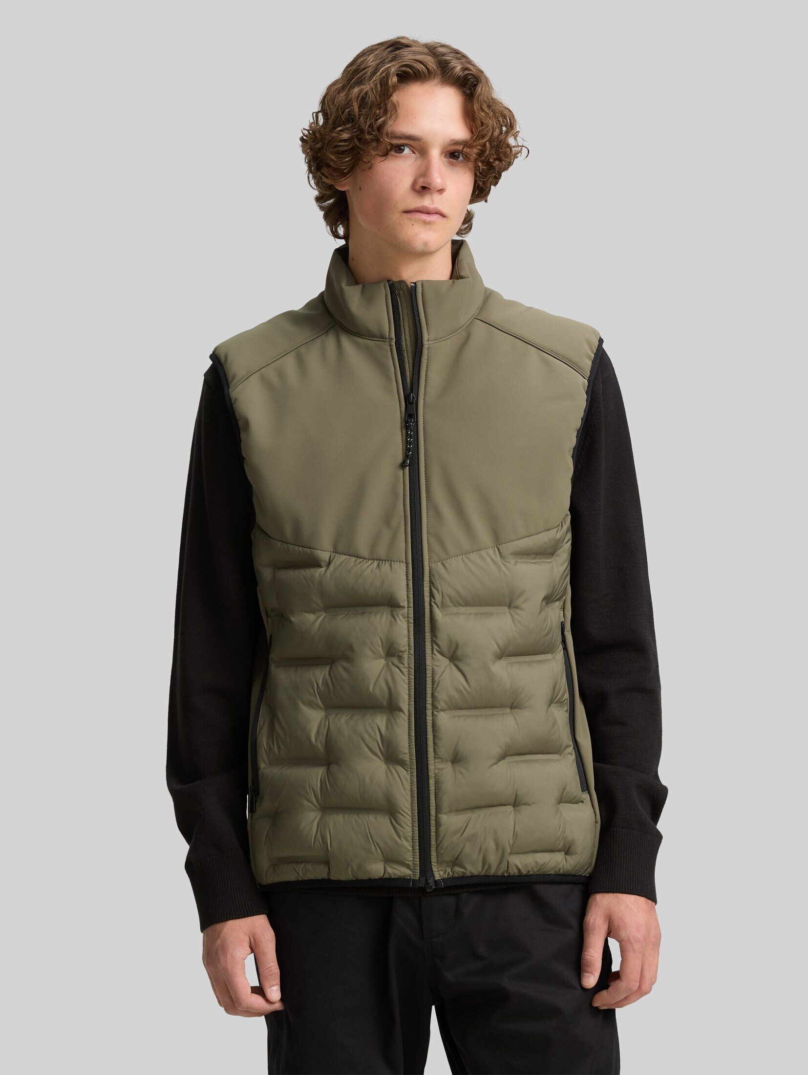 TOM TAILOR Denim Steppweste Jacken Hybrid Steppweste mit Stehkragen