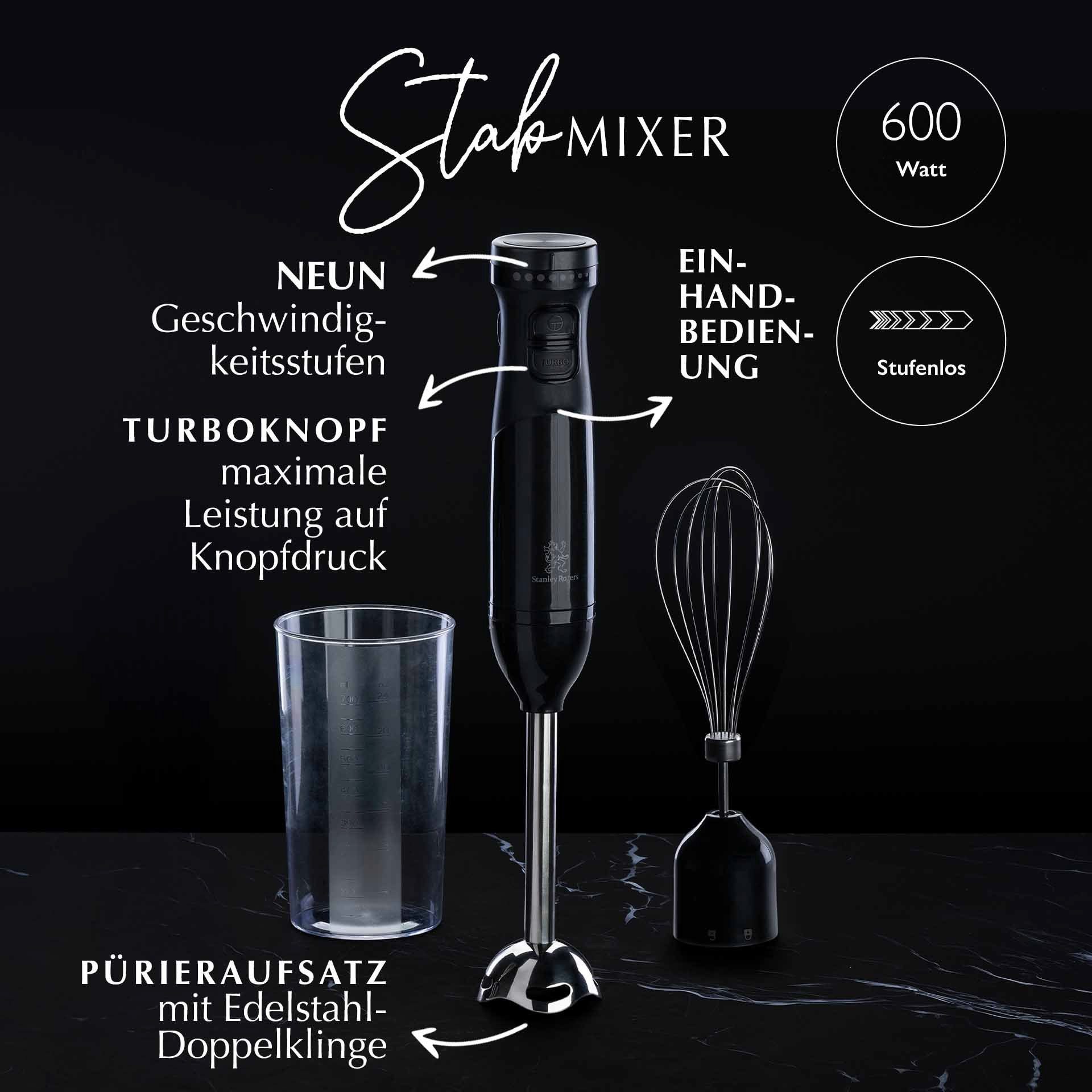 Stanley Rogers Stabmixer Stabmixer, Smoothie Maker, Zitruspresse, Küchenmaschine, Handmixer