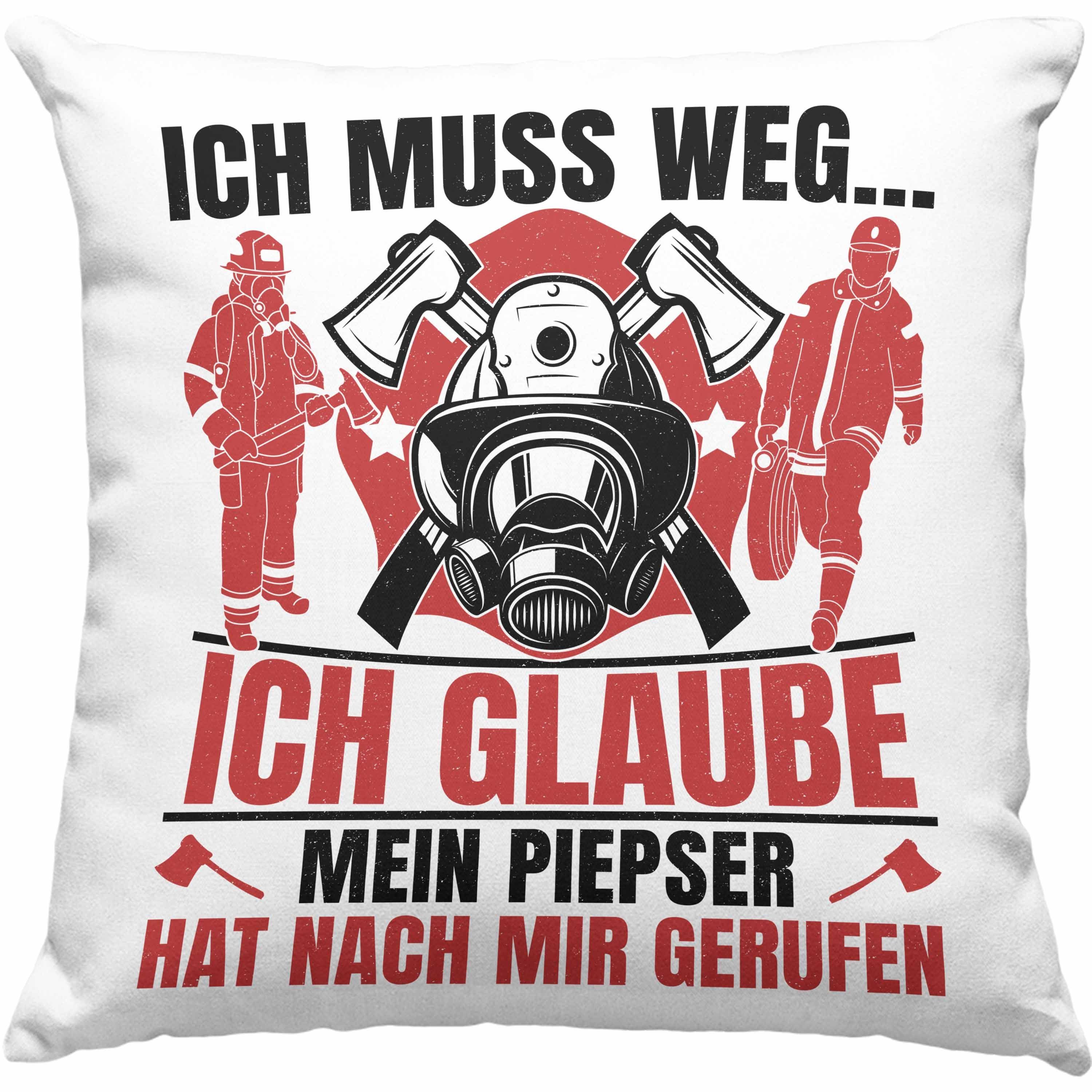 Trendation Dekokissen Trendation - Feuerwehr Spruch Geschenk Kissen Feuerwehrmann Geschenkidee Lustig Männer Dekokissen mit Füllung 40x40 Grau