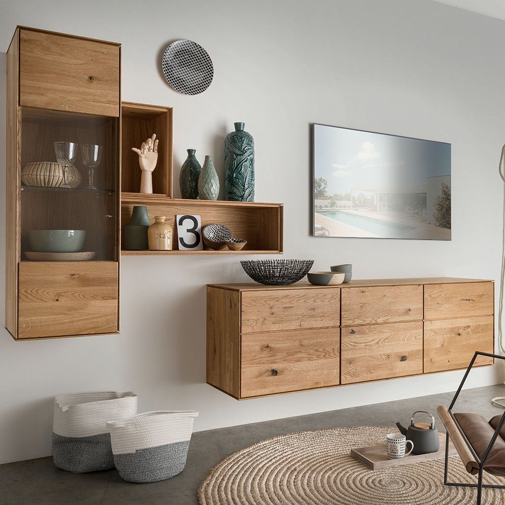 Lomadox Hängevitrine WYNDHAM-69 Vitrine, rechts/links montierbar, Wildeiche massiv geölt