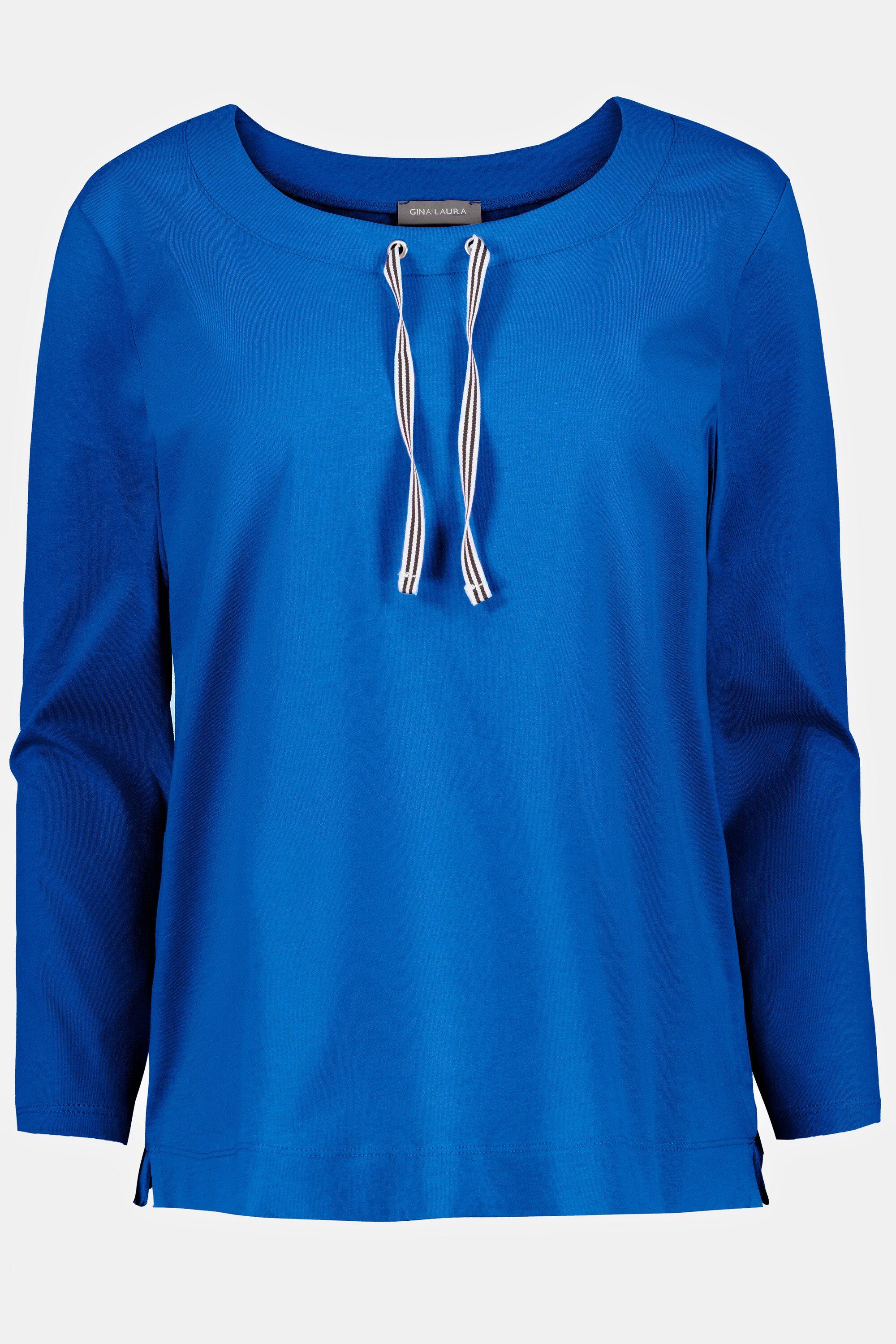 tintenblau Ringelbänder Rundhalsshirt Laura Shirt Boxy-Form Gina Rundhals 3/4-Arm