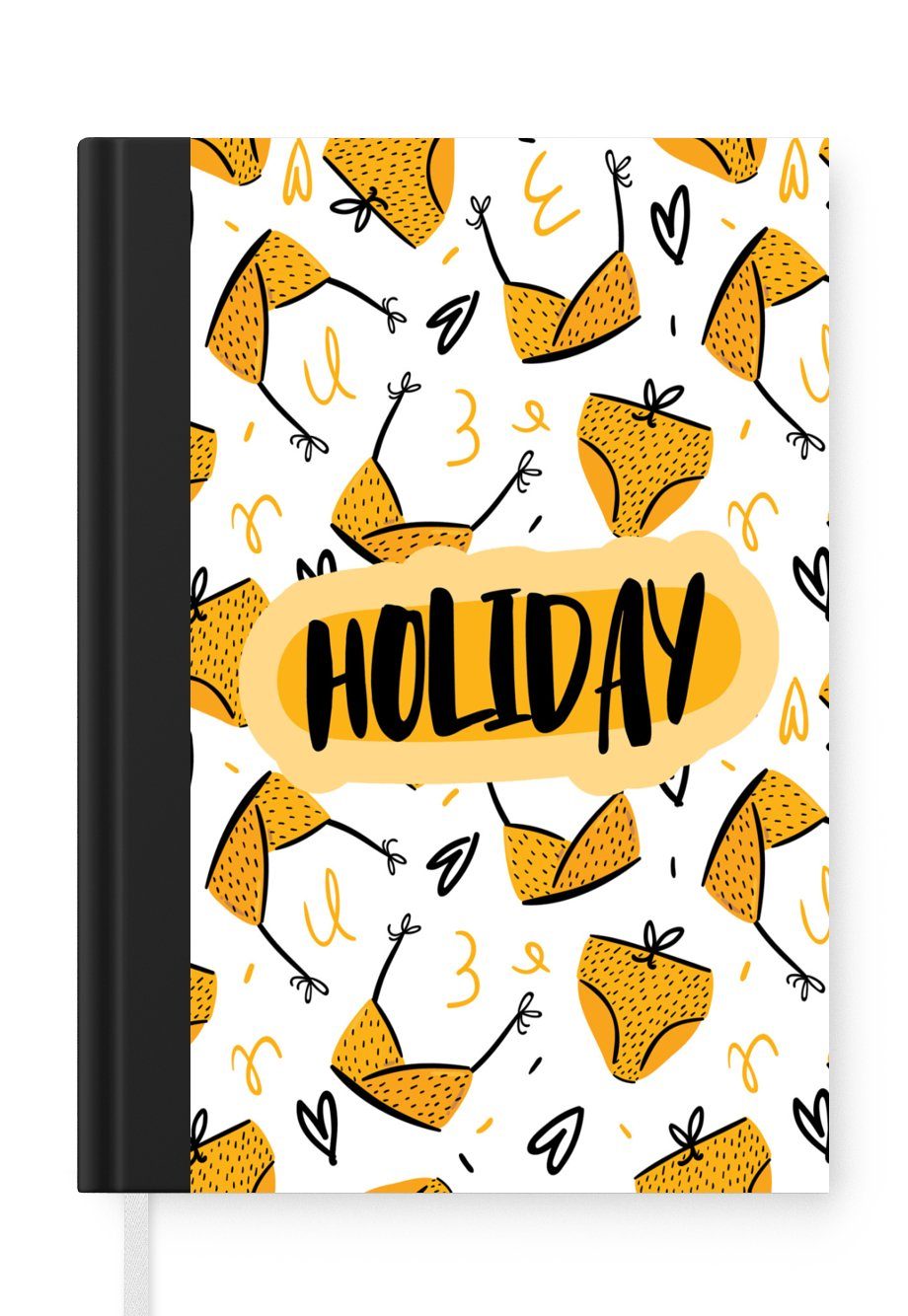 MuchoWow Notizbuch Sommer - Schwarz - Bikini, Notebook, Notizblock a5, Tagebuch, Journal Liniert