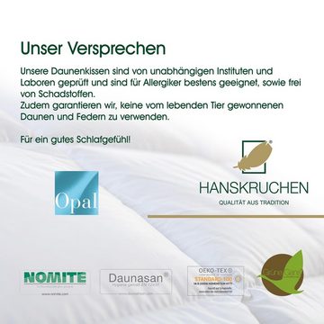 Daunenkissen Opal, HANSKRUCHEN, Füllung: 70% Federn, 30% Daunen, Bezug: 100% Baumwolle, Mittel 40x80 cm, hergestellt in Deutschland, durch das Institut