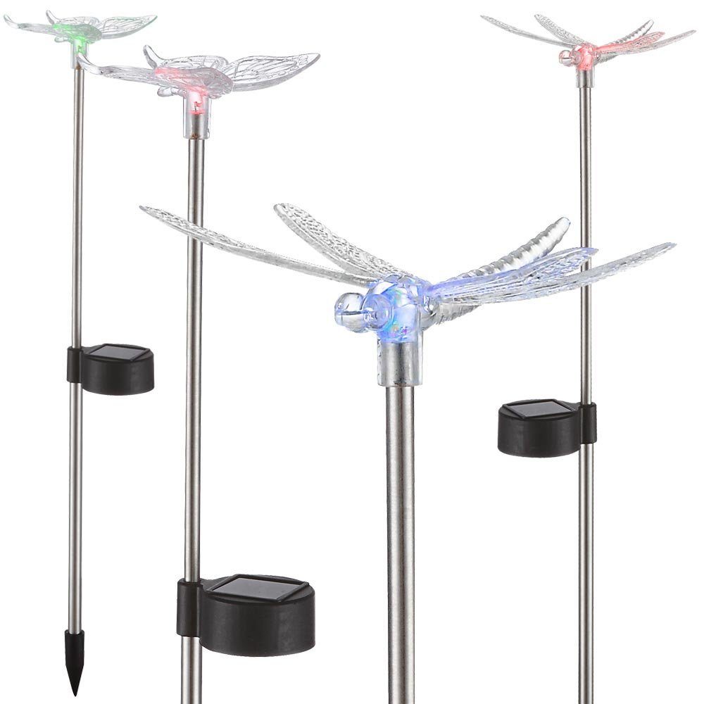 GLOBO LIGHTING LED Solarleuchte, LED-Leuchtmittel fest verbaut, Farbwechsel, 8er Set Solar Deko Erdspieß Außen Leuchte Farbwechsler LED
