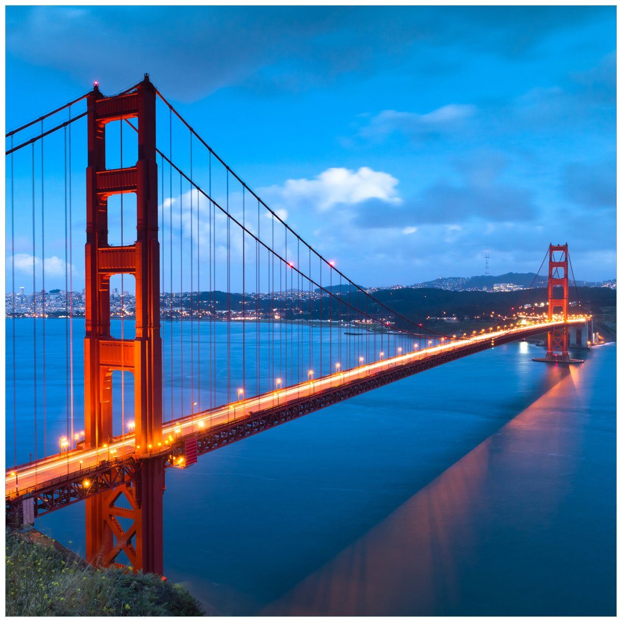 Wallario Tischplatte Golden Gate Bridge in San Francisco USA (1 St), für Ikea Lack Tisch geeignet