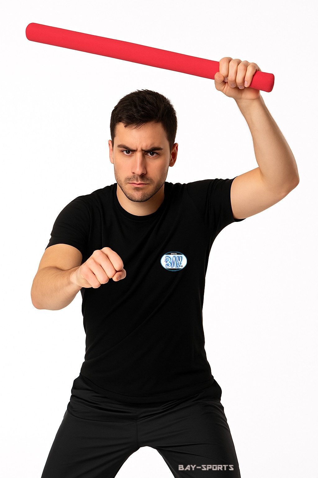 BAY-Sports Schlagpolster Schaumstoff Softstock Softstick Langstock Krav Maga Selbstverteidigung, Rot, 50 cm x 3,5 cm, Realistisches SV Training, Self Defense