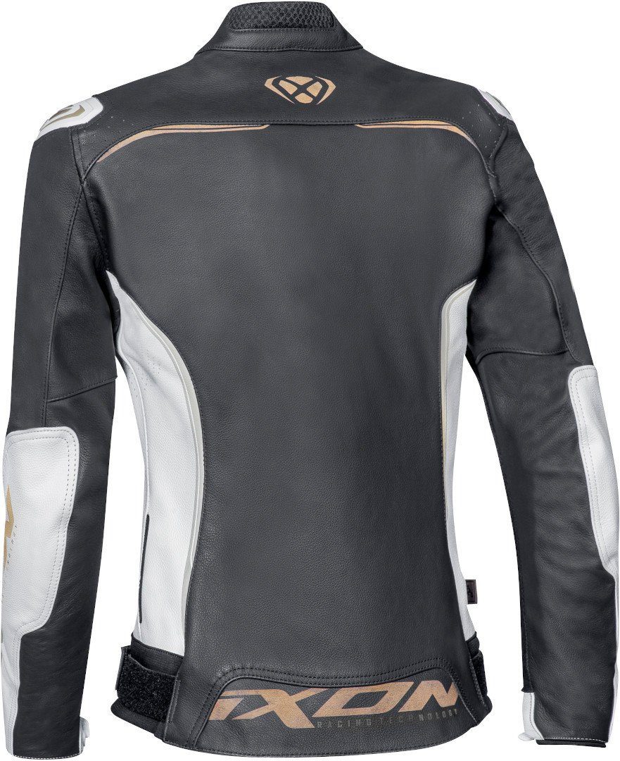 Black/White/Gold Lederjacke Damen Motorrad Motorradjacke Trinity Ixon