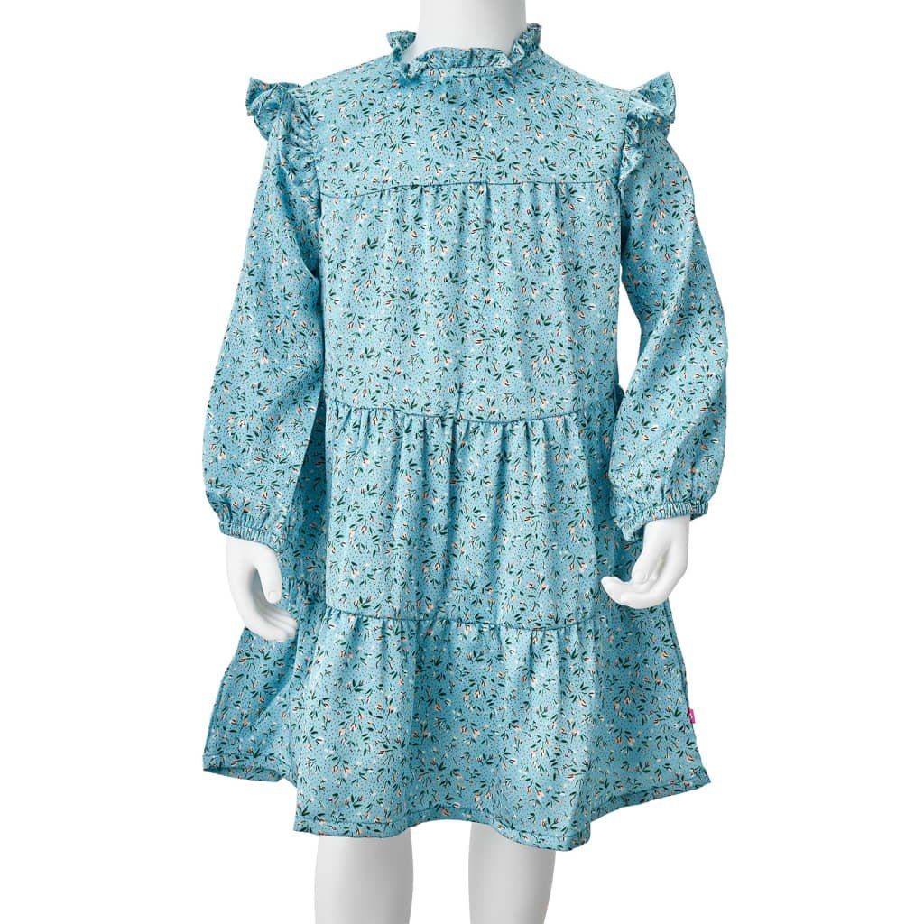 128 Langen vidaXL Ärmeln Blau mit Kinderkleid A-Linien-Kleid