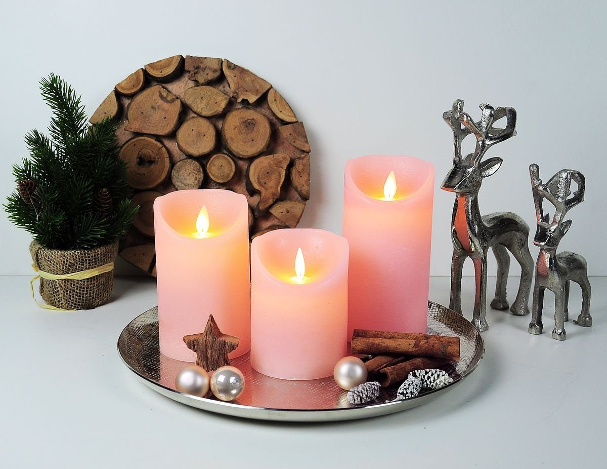 Coen Bakker Deco BV LED-Kerze 3er Set LED Echtwachskerze 10 / 12,5 & 15 cm, günstig online kaufen