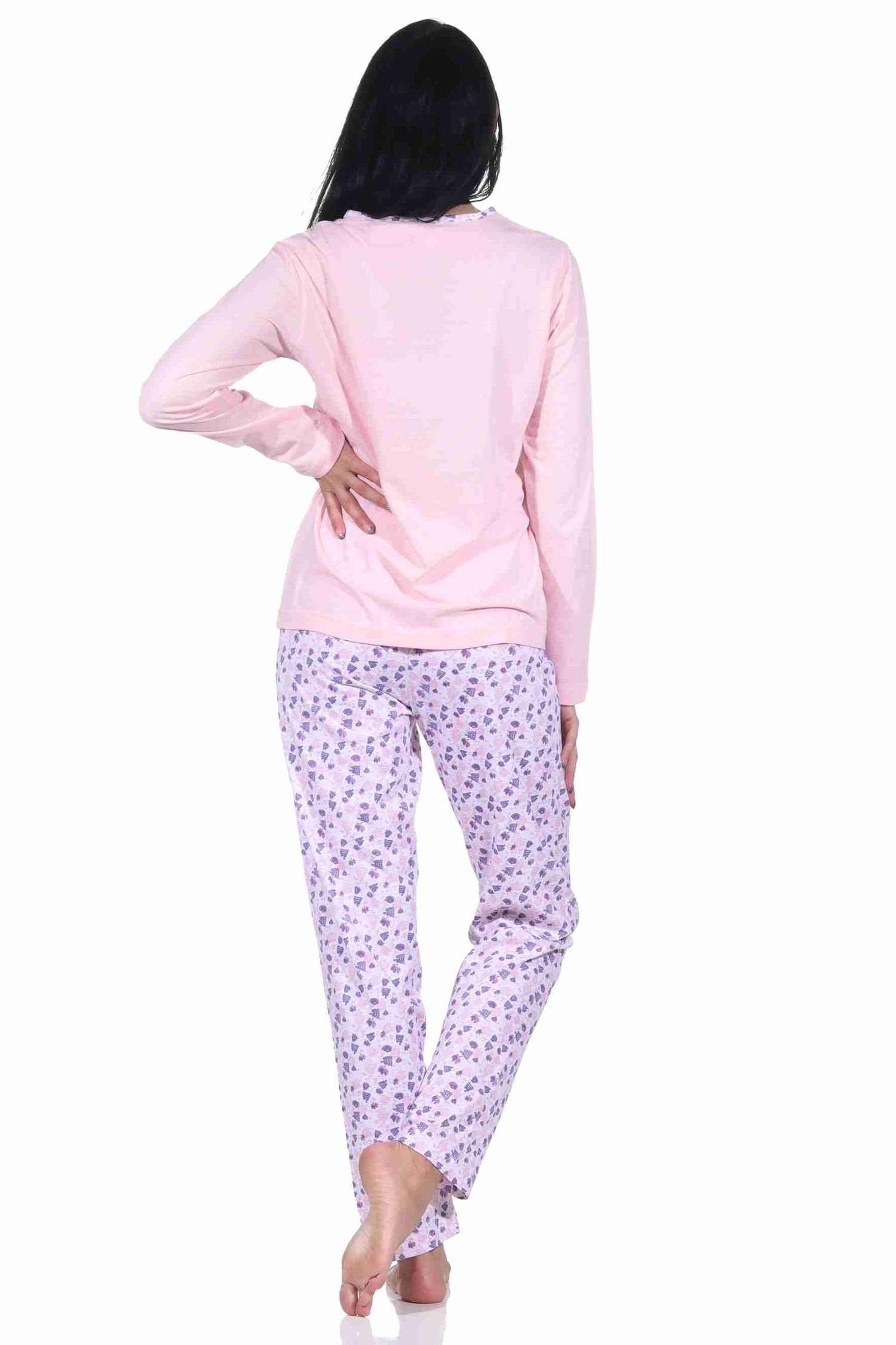 allover RELAX 10 780 mit Schlafanzug langarm - Normann Hose bedrucker by Pyjama Damen rosa 222