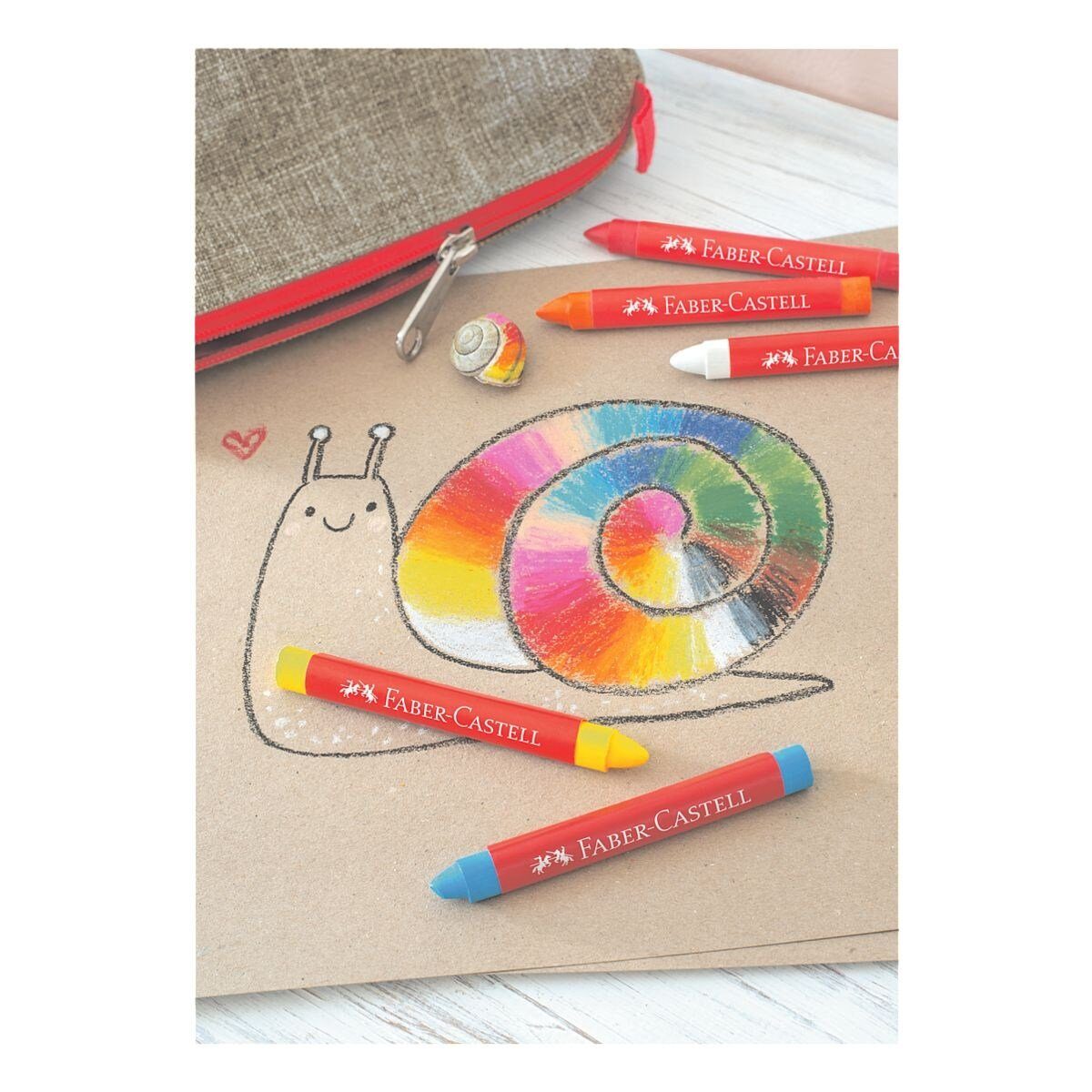 Faber-Castell Wachsmalstift, (12-tlg), mit ergonomischer Griffzone