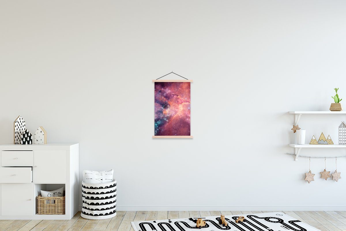 MuchoWow Poster Orange - Weltraum (1 Textilposter für Bilderleiste, Wohnzimmer, Sterne, St), Posterleiste, Magnetisch 