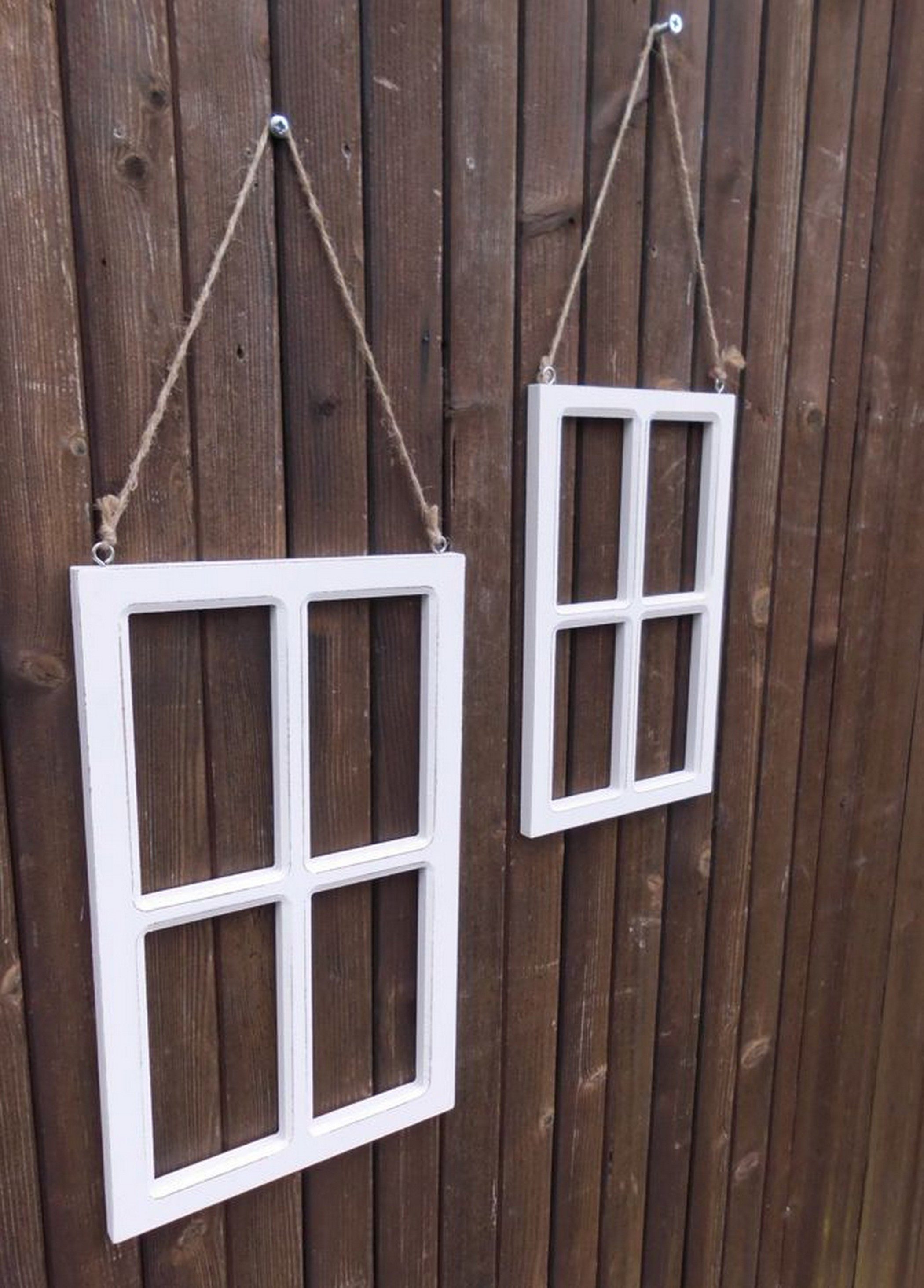Deko-Impression Fensterdekoration Kleine Dekofenster im Set 2 St. Sprossenfenster Dekorahmen weiß 30/23