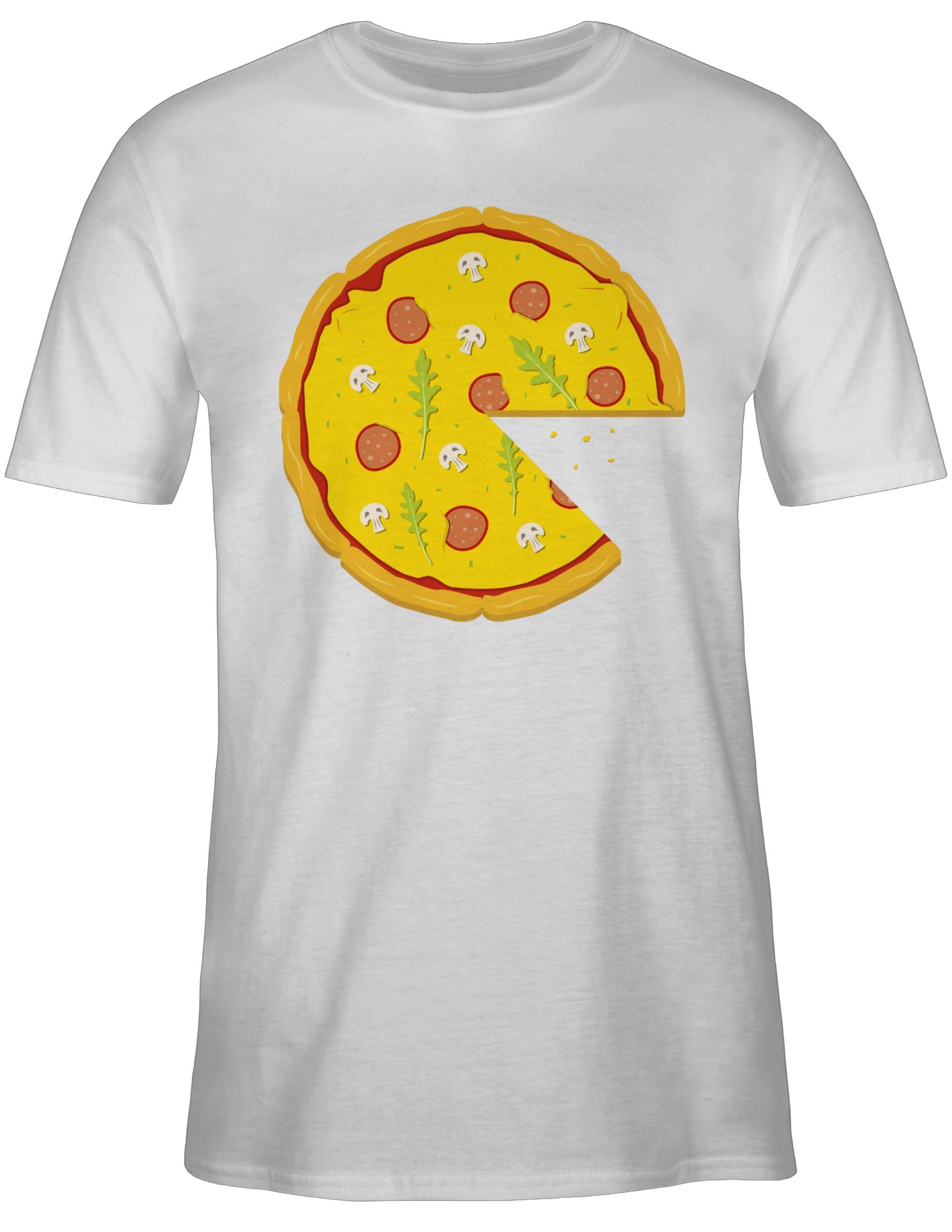 Partner 2 1 Weiß T-Shirt Shirtracer Pärchen Herren Teil Partner-Look Pizza