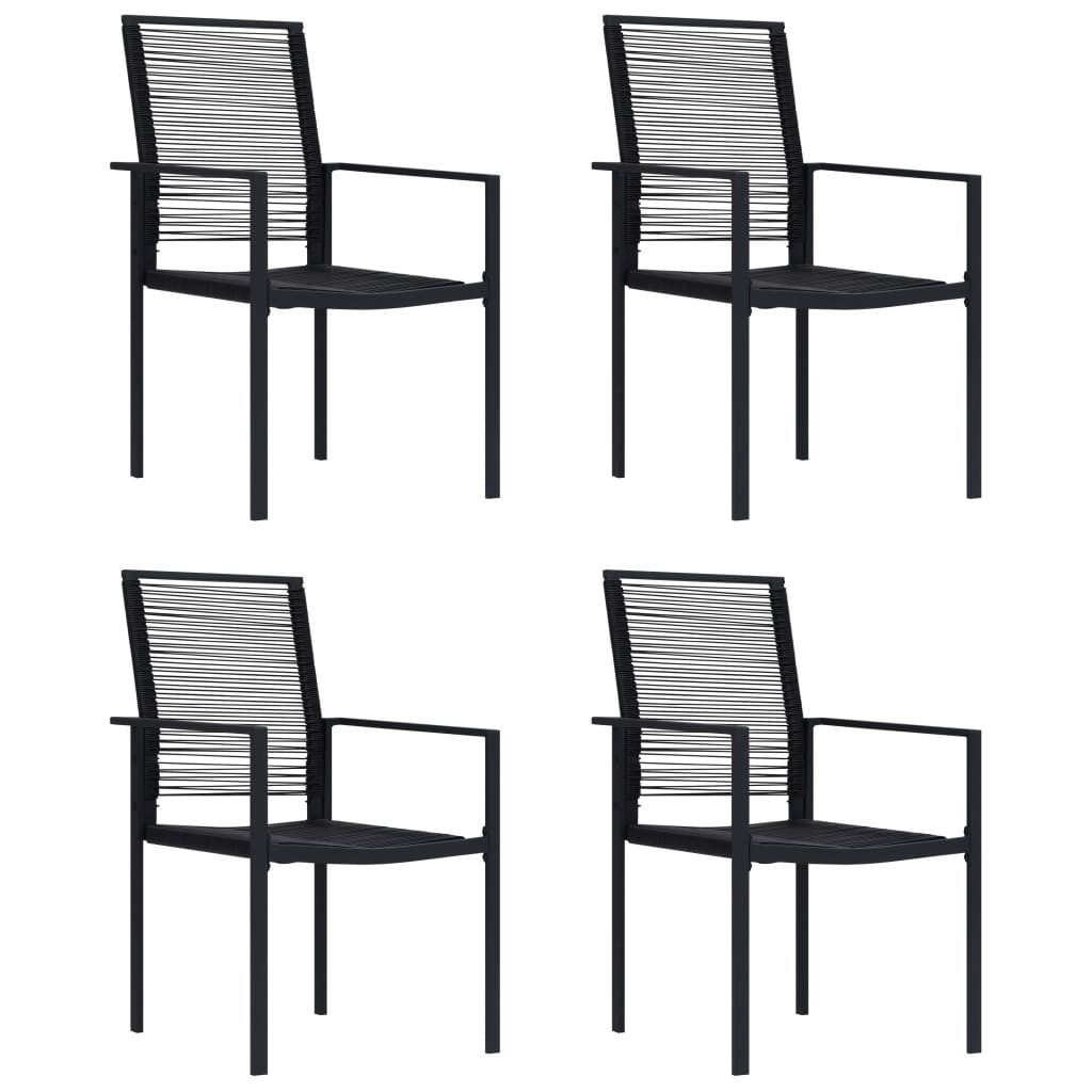 vidaXL Gartenstuhl Gartenstühle 4 Stk. PVC Rattan Schwarz (4 St)