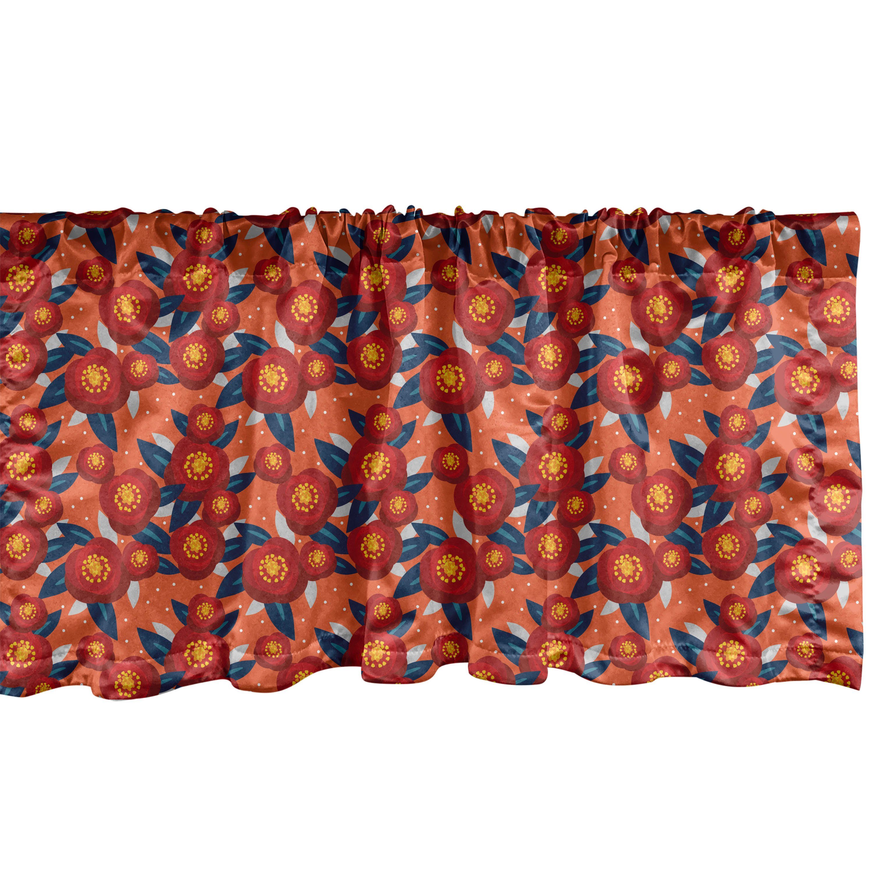 Scheibengardine Vorhang Volant für Küche Roses Stangentasche, Blumennektar Schlafzimmer Microfaser, mit Wild Dekor Abakuhaus, Blumen